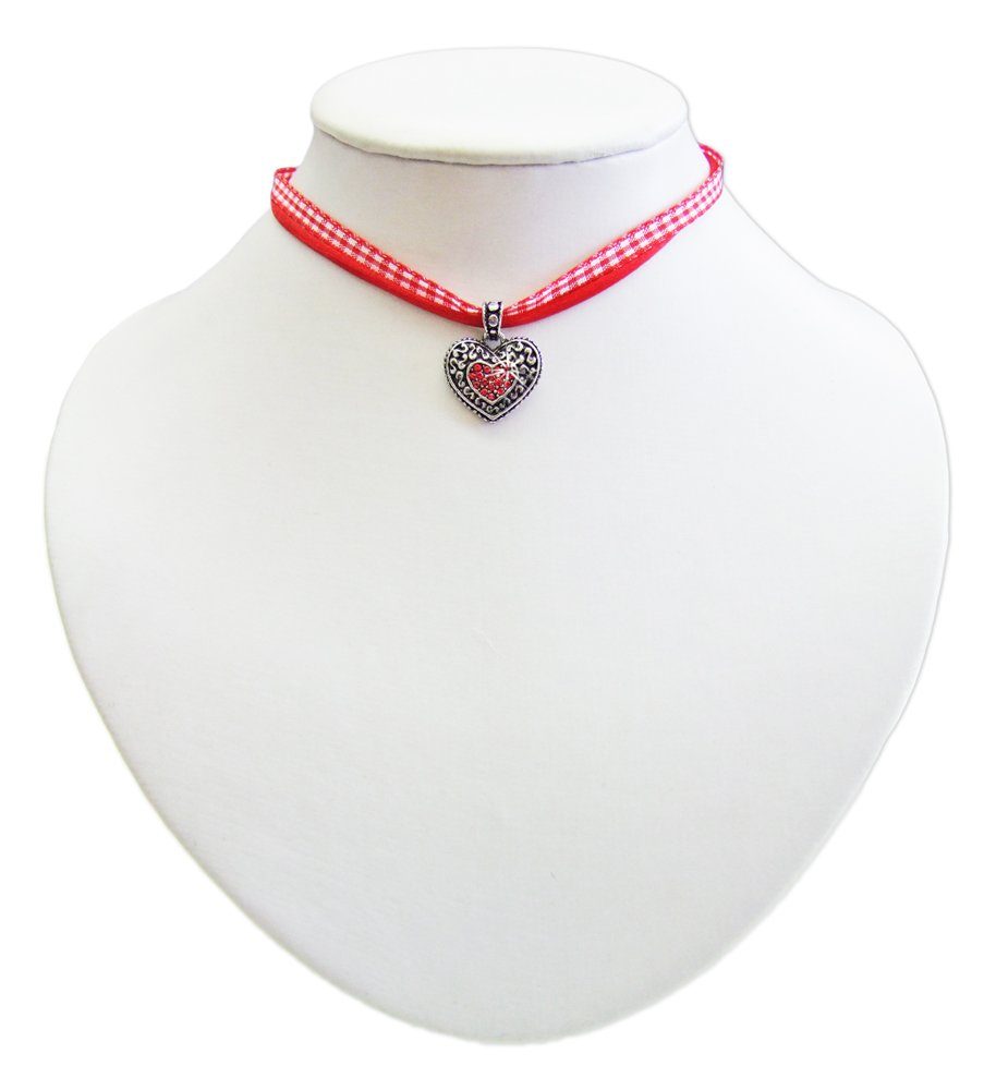 Kinder Anhänger kariert Trachten Halskette Herz LUISIA® mit LUISIA® Herzkette Rot