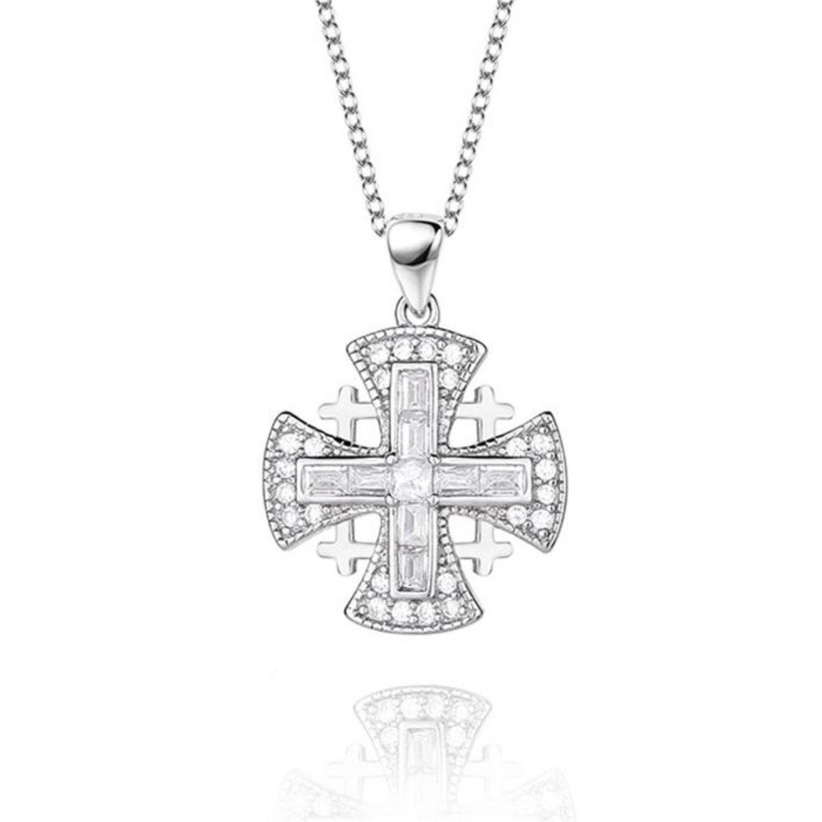 ELLAWIL Kreuzkette Silberkette Jerusalem Kreuz Silber Anhänger Kirchenschmu günstig online kaufen