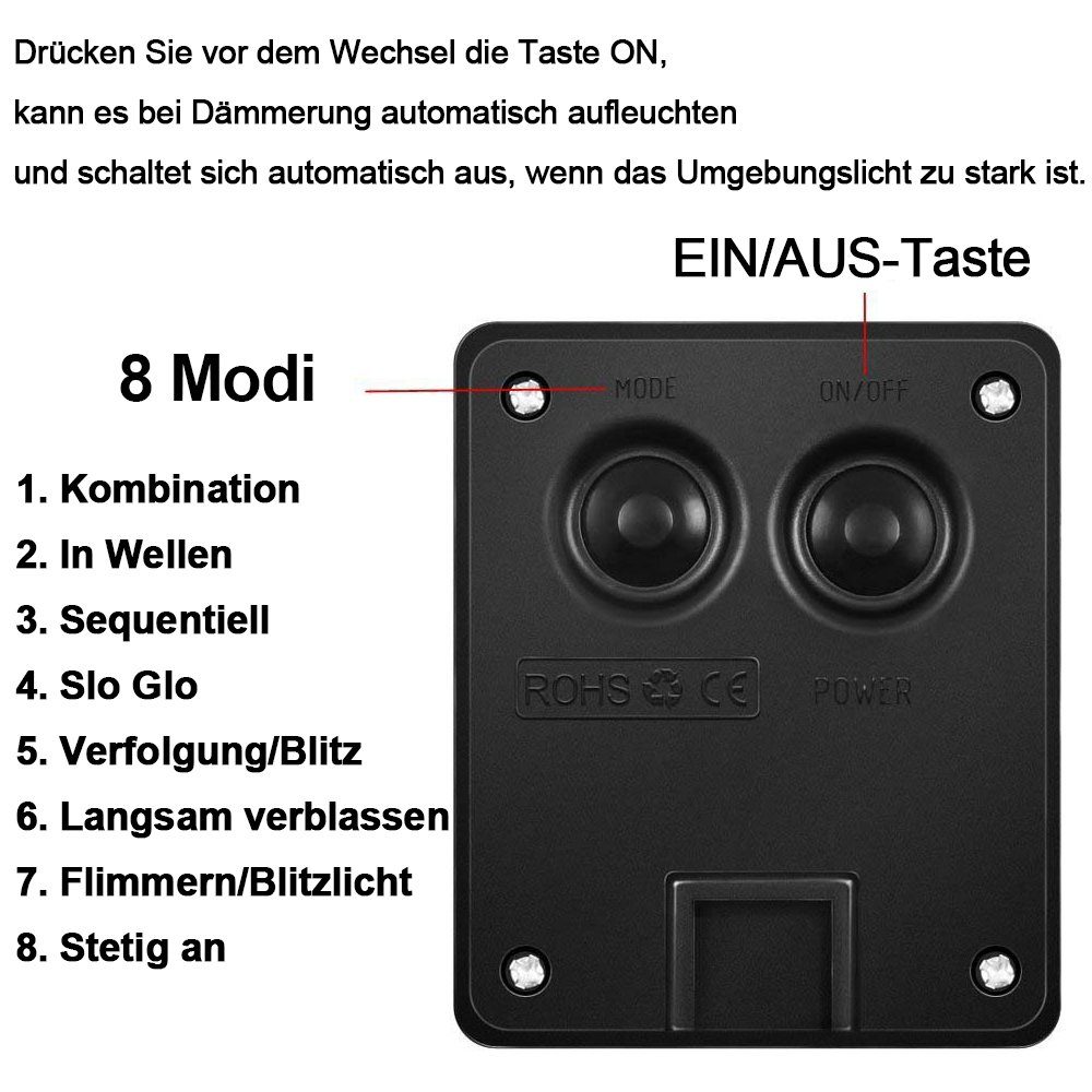 und LED-Lichterkette Wasserdicht,für Laybasic Innen Lichterkette,Weihnachtslichter, Außen Solar Lichtsensorsteuerung,8 LED-Lichterkette,10/20M Funktionen,IP44 Mehrfarbig