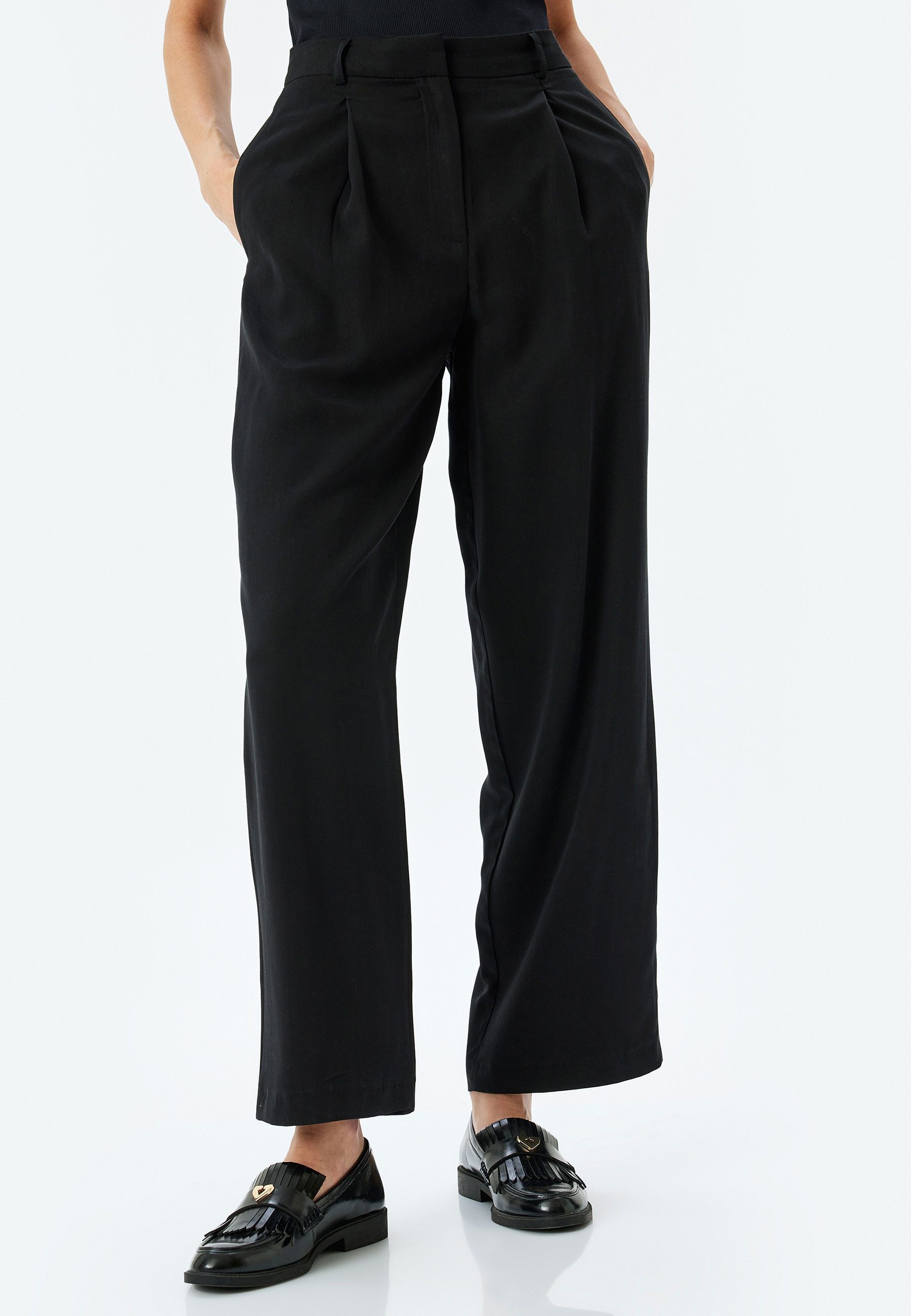 Palazzohose Hohe Leibhöhe Wide Leg Palazzohose
