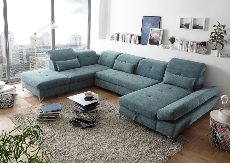 ED EXCITING DESIGN Wohnlandschaft Melfi, mit Schlaffunktion, Bettkasten, Kopflehnenfunktion