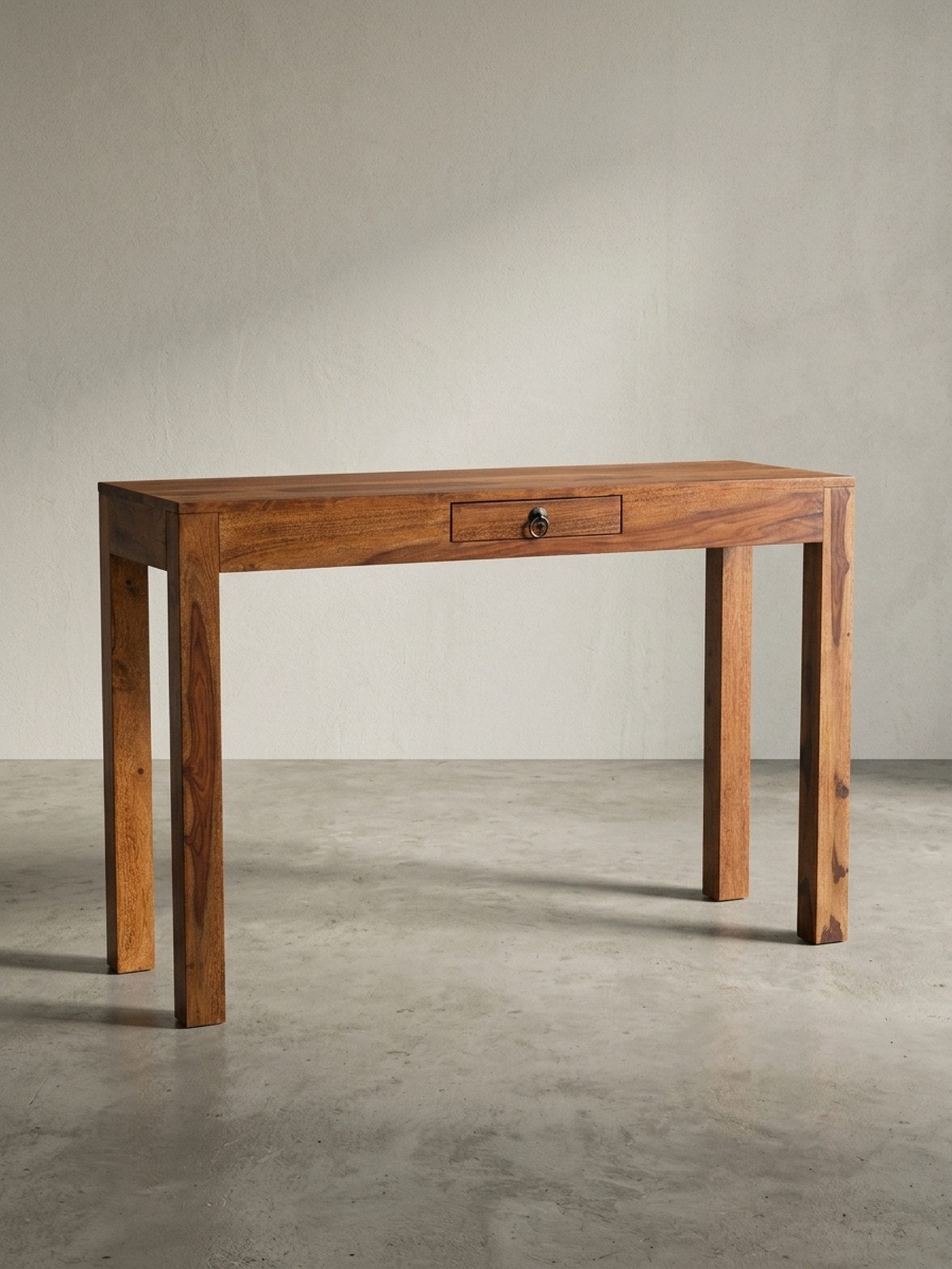 KADIMA DESIGN Schreibtisch PC-Tisch Massivholz Schublade, Modern, Dunkelbraun, Klein Arbeitstisch (Ergonomische Höhe, Handarbeit, Naturprodukt mit individueller Maserung), Schublade mit Metallgriff, ergonomische Arbeitshöhe, Schmal, Stauraum