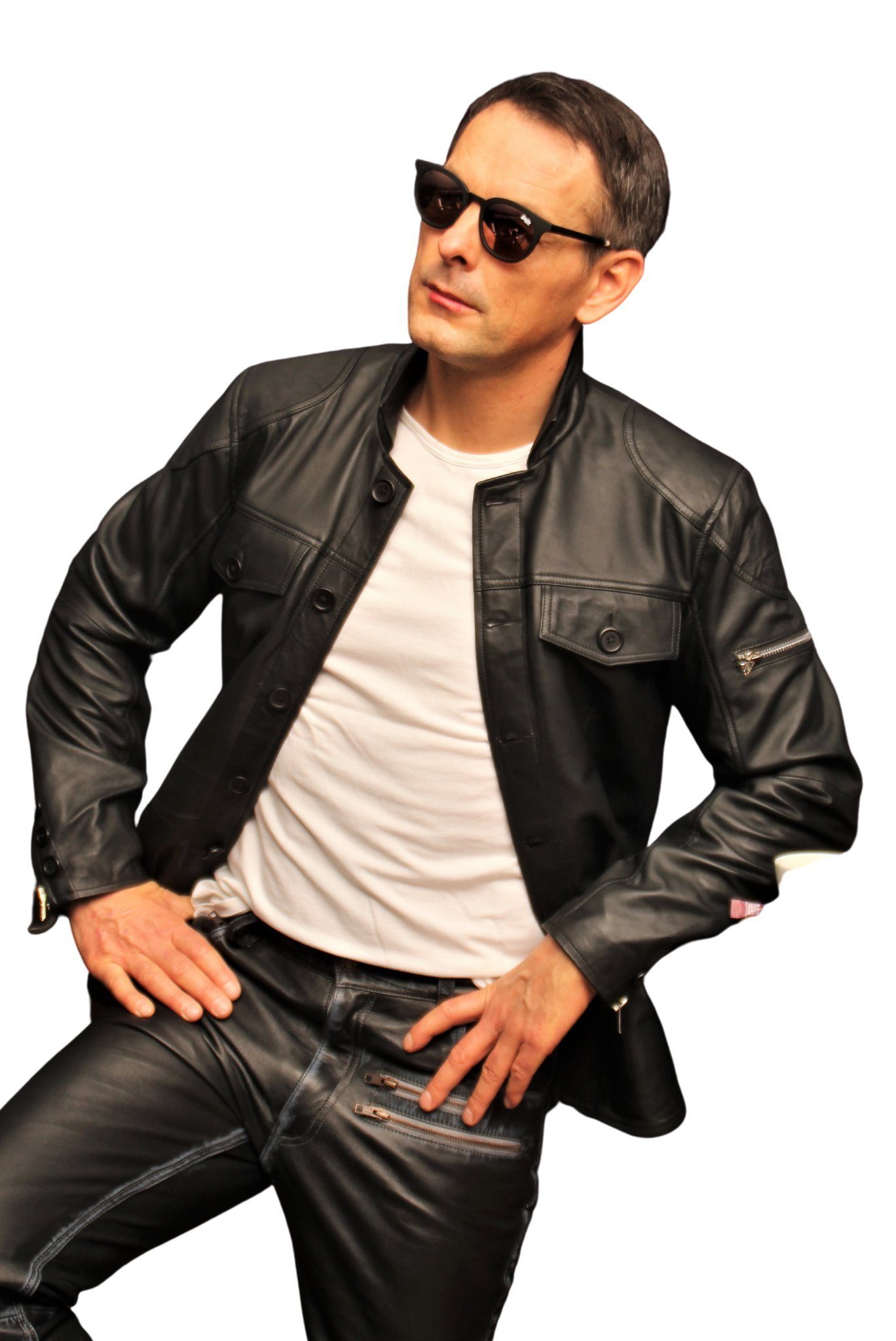 Be Noble Lederjacke Captain Reißverschlüsse, Knopfleiste