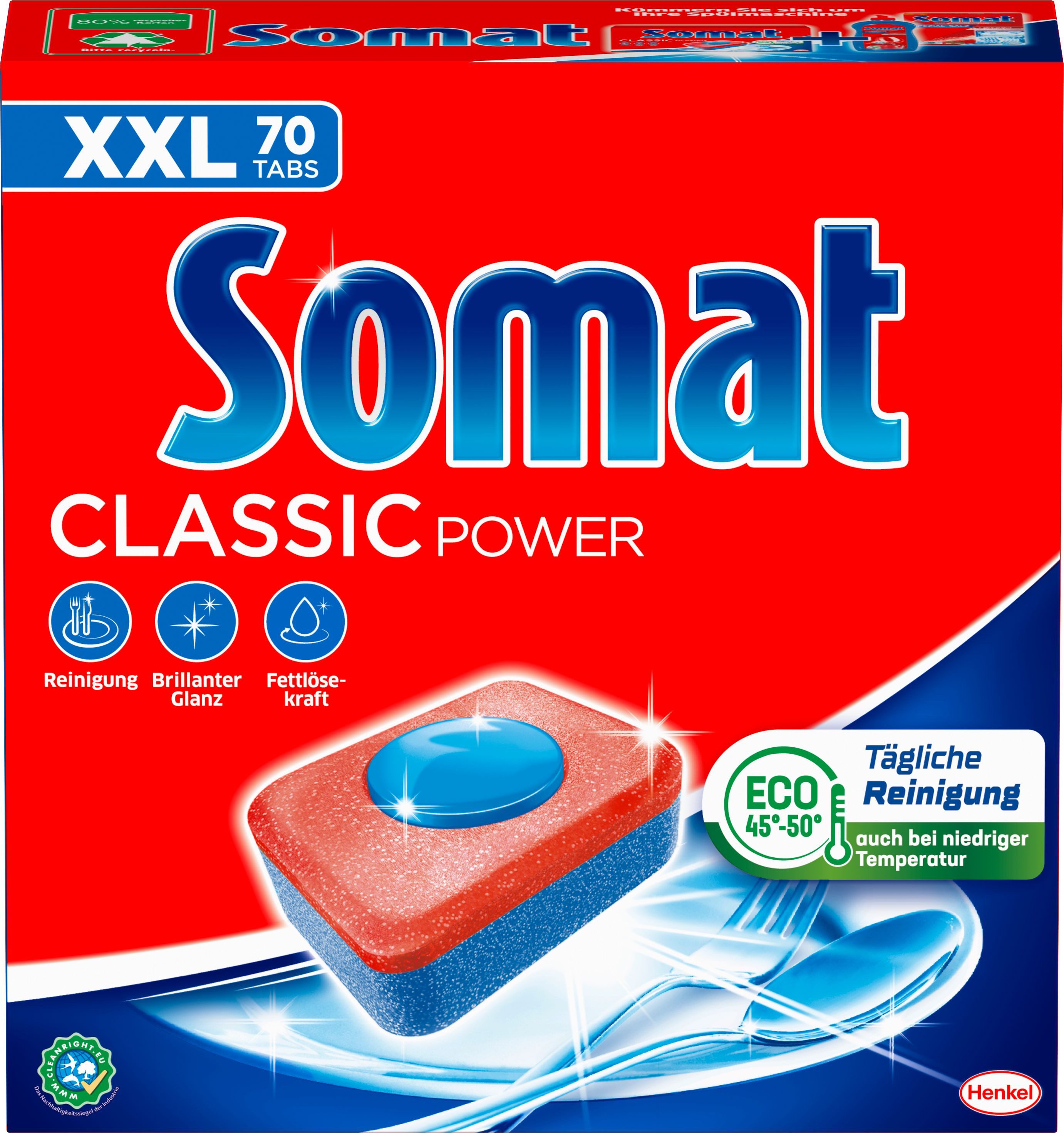 Somat Classic Power Spülmaschinentabs (70-St. Geschirrspültabs für kraftvolle Reinigung & brillanten Glanz)