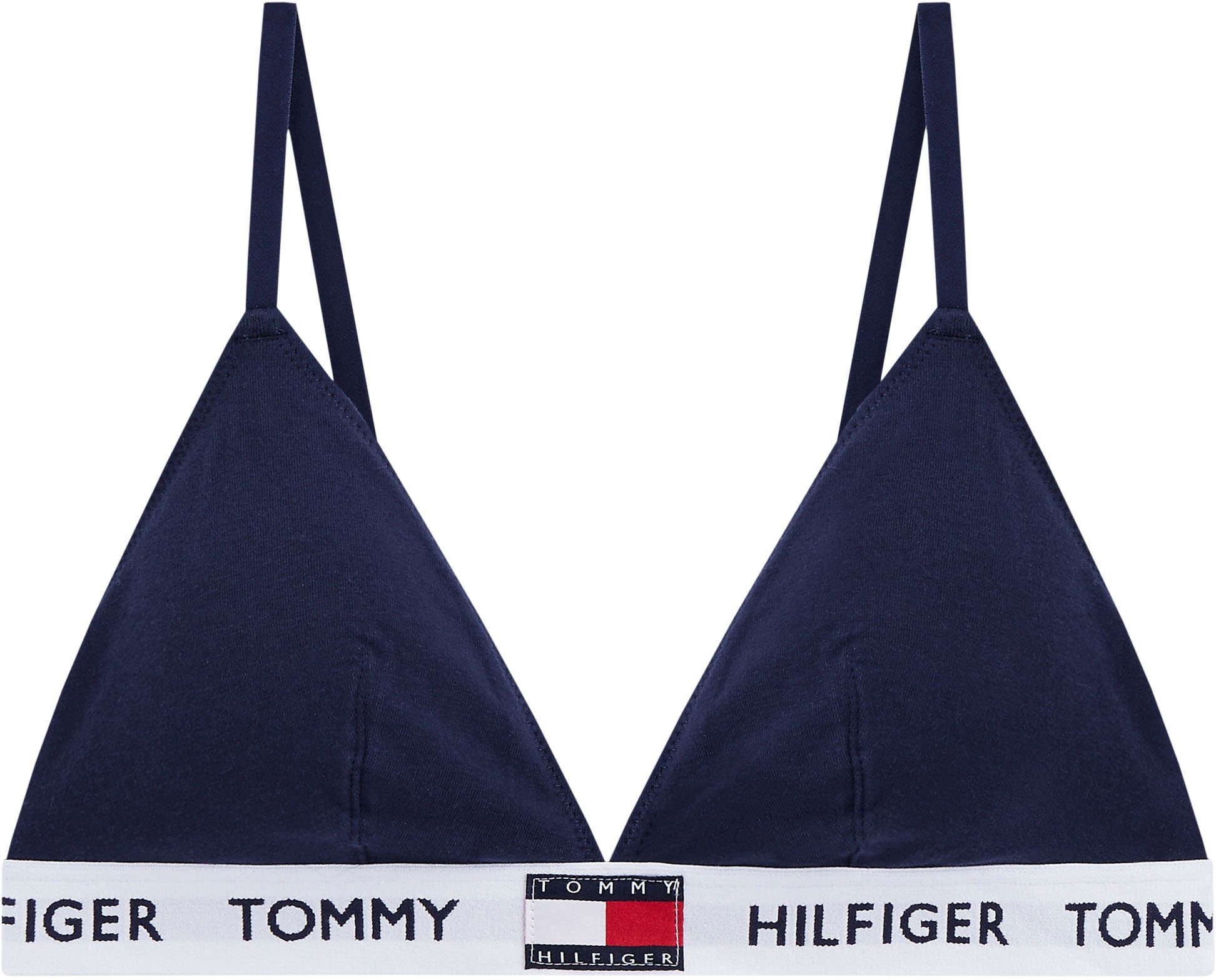 Hilfger TRIANGLE mit Tommy Logo-Schriftzug auf Tommy Triangel-BH BLAZER & Underwear NAVY Hilfiger Elastiktape PADDED Flag BRA dem