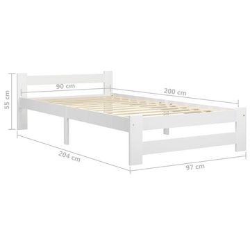 vidaXL Bett Massivholzbett Weiß Kiefer 90x200 cm