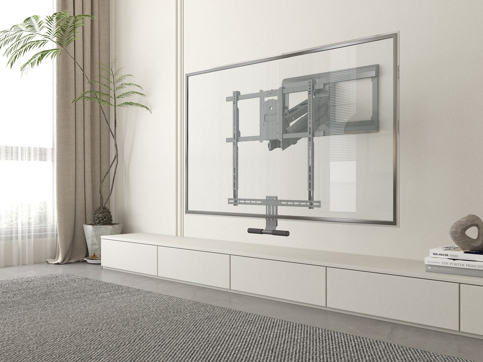 my wall TV-Wandhalterung HP55AL, (bis 65 Zoll, Höhenverstellbar mit Feder, inkl. Soundbarhalterung)