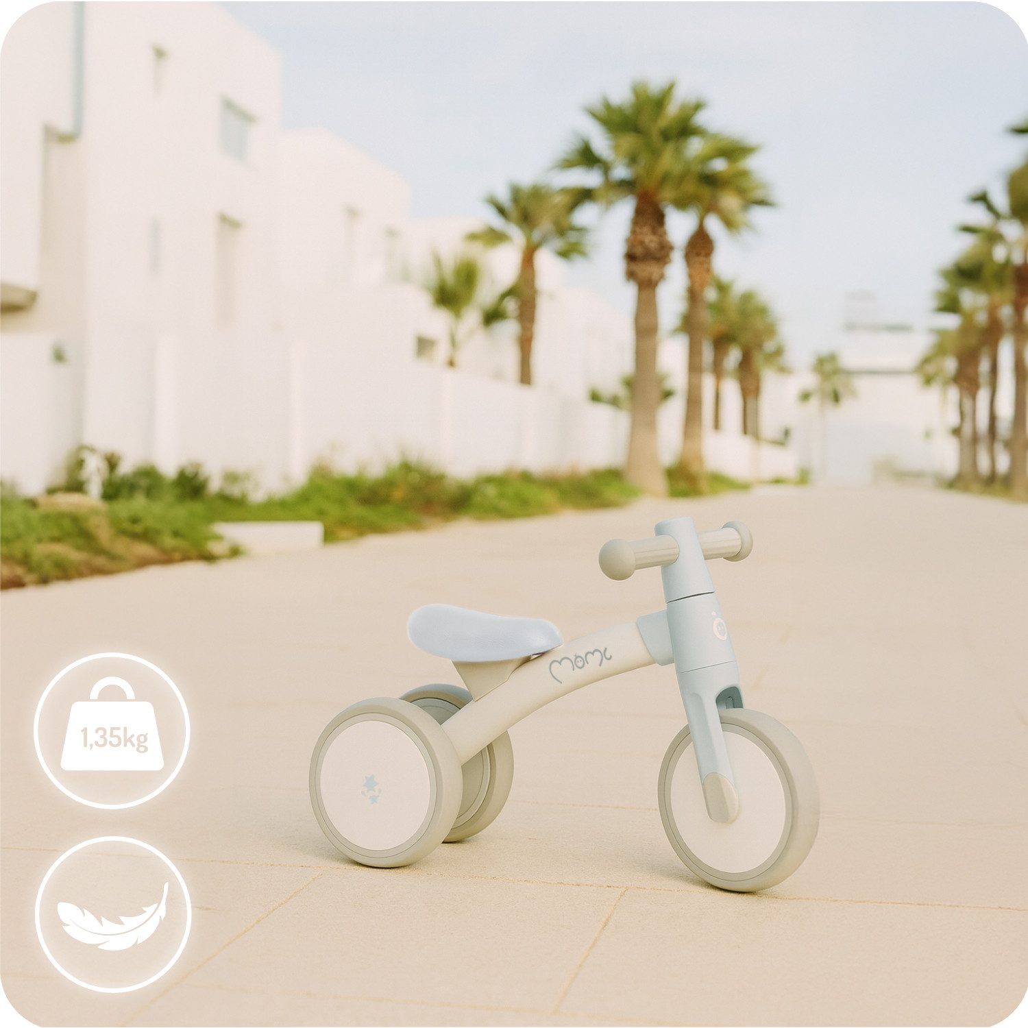 MoMi Laufrad Tedi 7 Zoll, Mini Laufdreirad ab 1 Jahr, ultraleicht 1,65 kg