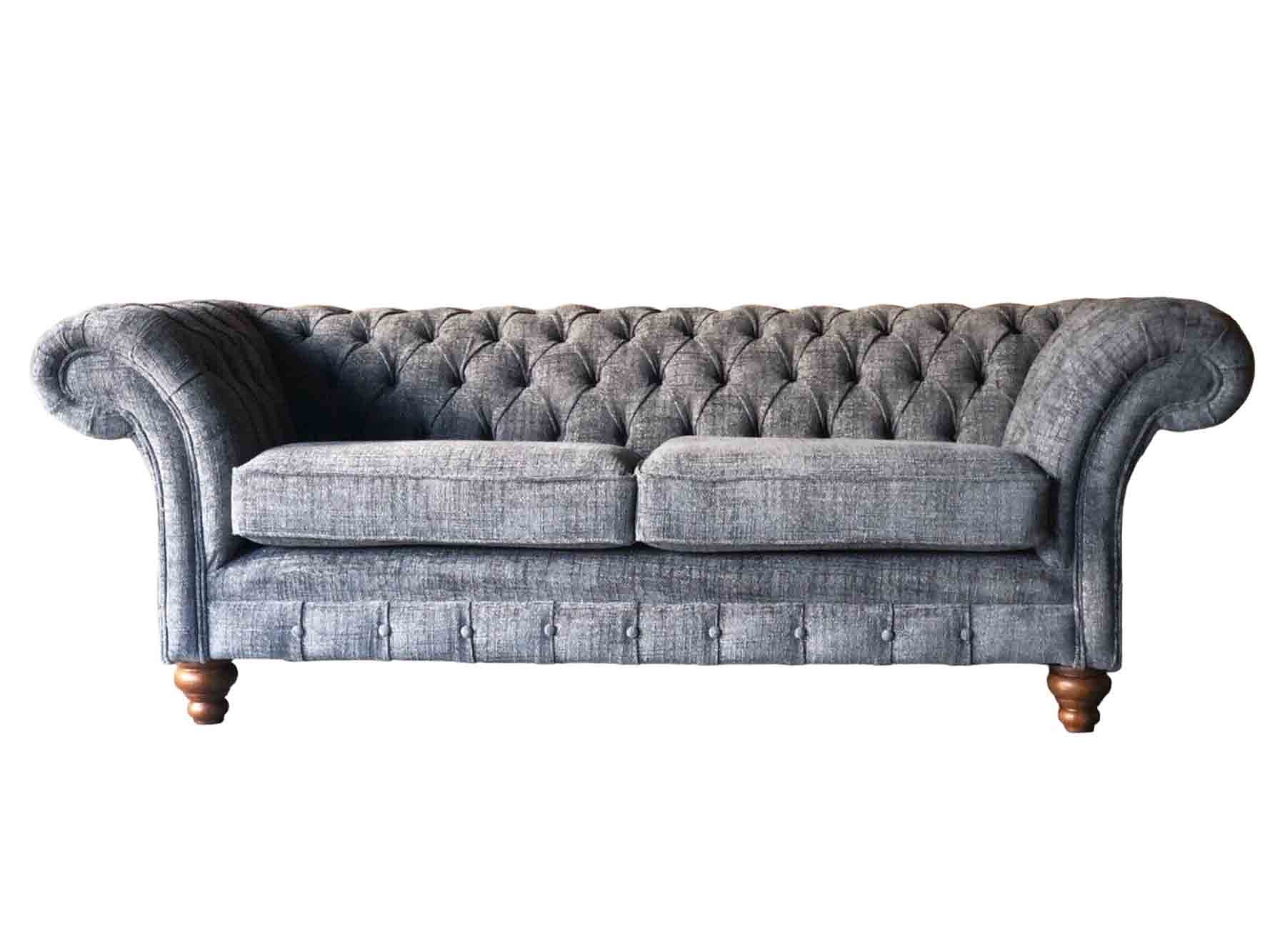 Chesterfield-Sofa Elegantes Chesterfield Sofa in Grau mit robuster Polsterung