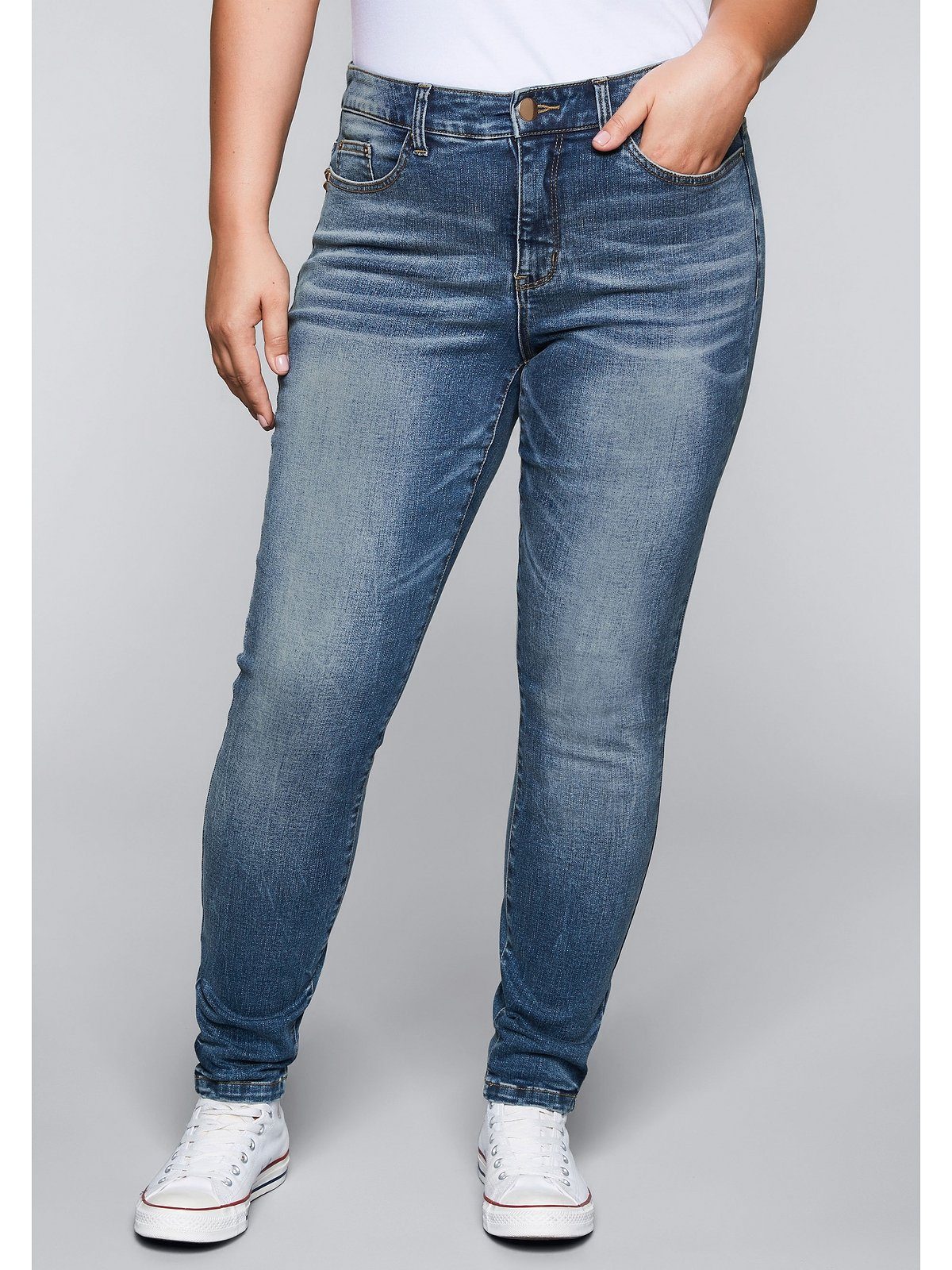 Große Bodyforming-Effekt mit Sheego Denim Größen Skinny blue Stretch-Jeans