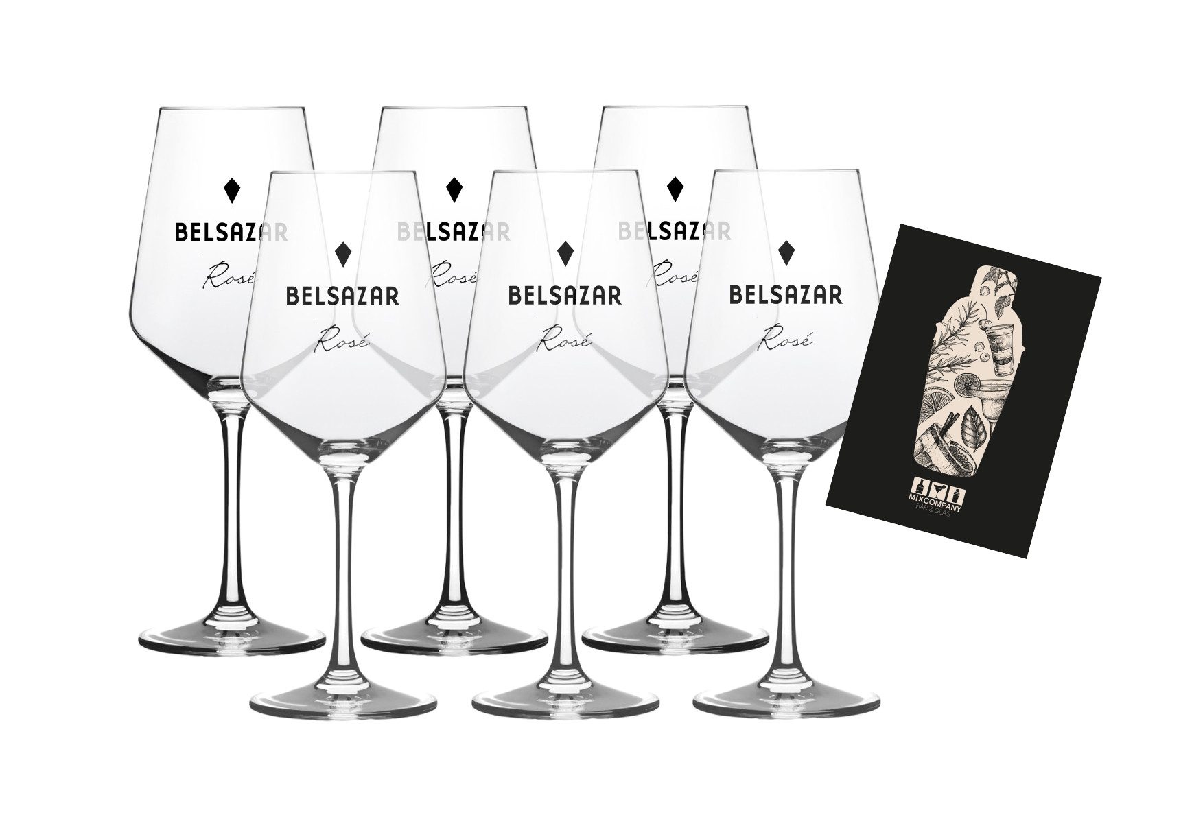 Gläser-Set 6er Set Belsazar Rose Weinglas 6x Rose Weinglas geeicht, Glas mit Dru