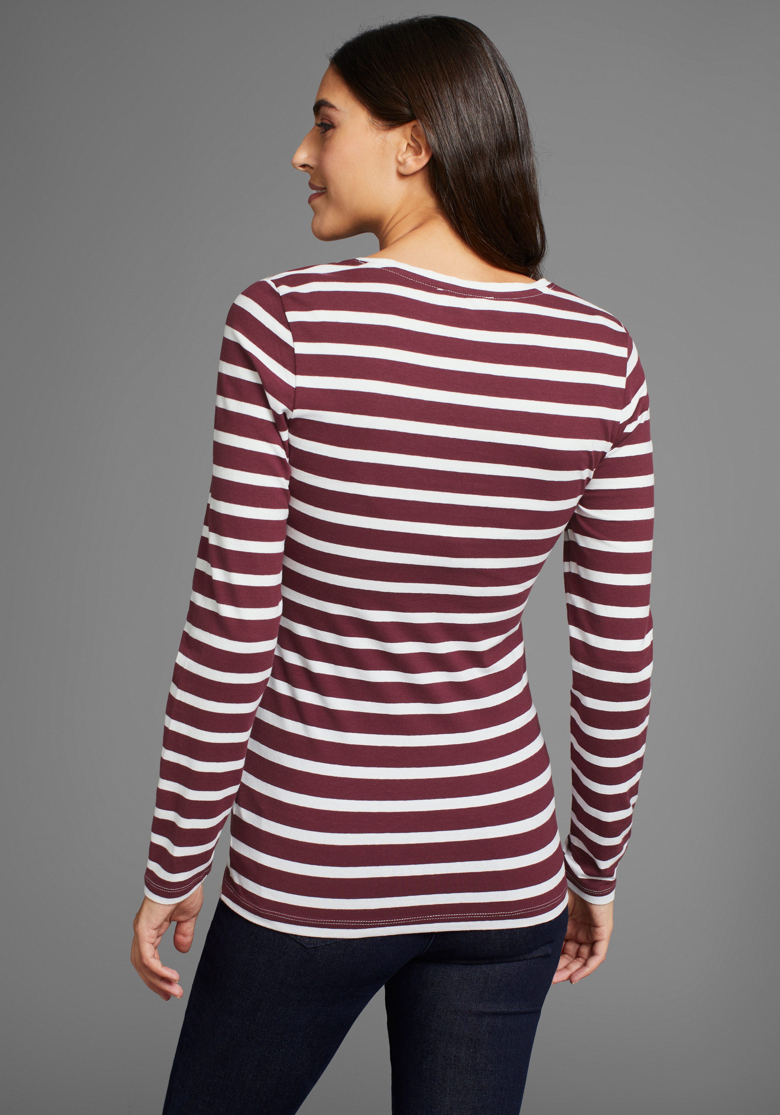 Neun Monate Umstandsshirt, 2er Pack Shirts für Schwangerschaft und Stillzeit (Packung, 2-tlg., 2) Langarm, figurbetont, unifarben oder geringelt