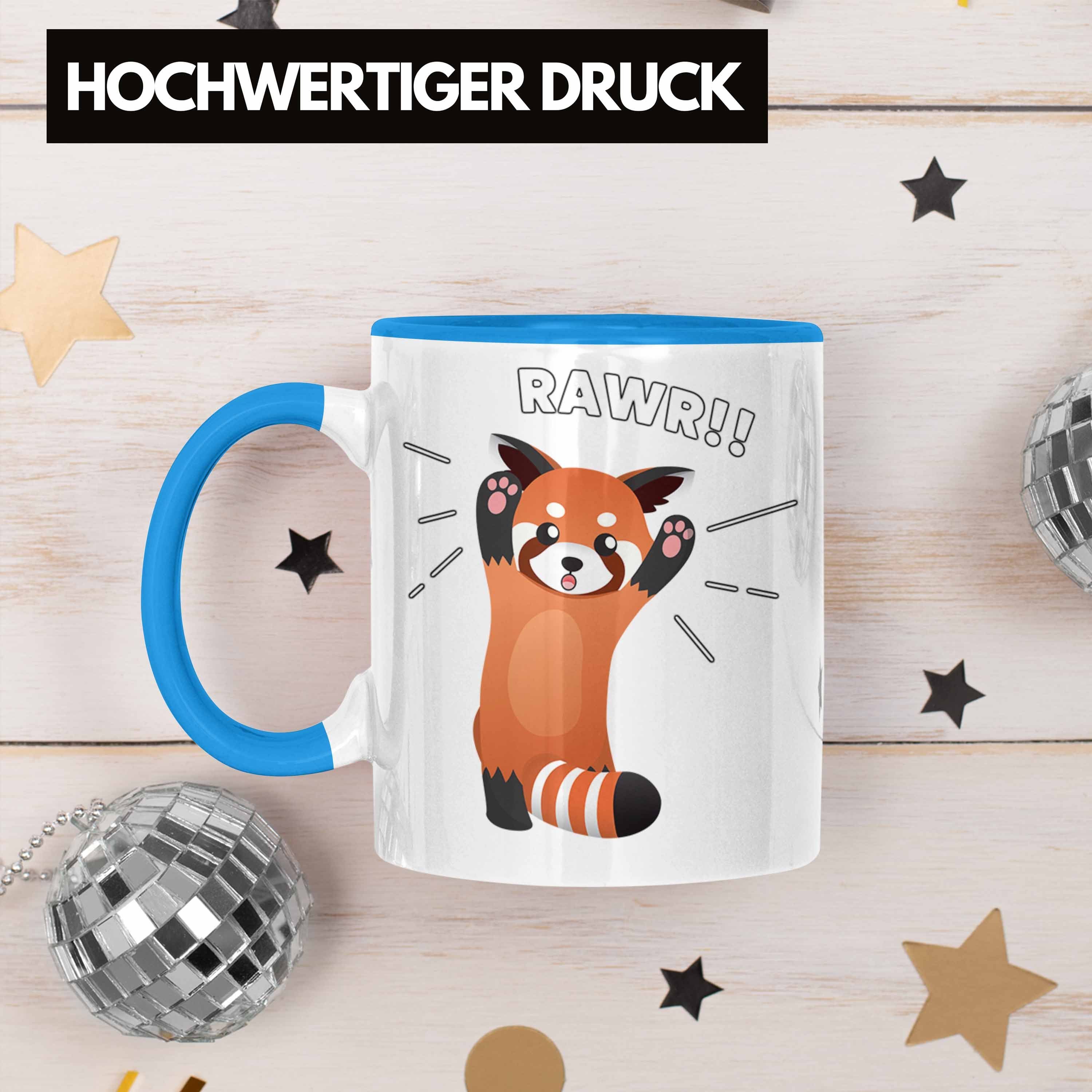 Jungs Grafik Tasse Trendation Tasse Rawr Kinder Lustige für Mädchen Trendation Geschenkidee Blau Roter Panda -