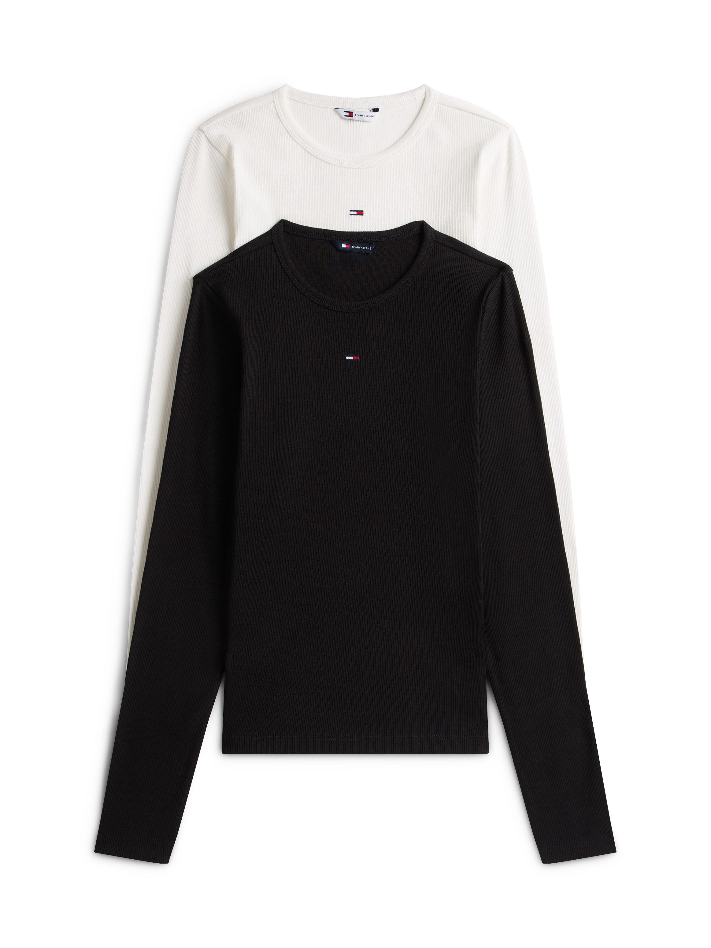 Tommy Jeans Langarmshirt TJW 2PACK SLIM ESSENTIAL RIB LS (Packung, 2-tlg., 2er-Pack) in Rippoptik, mit Logostickerei