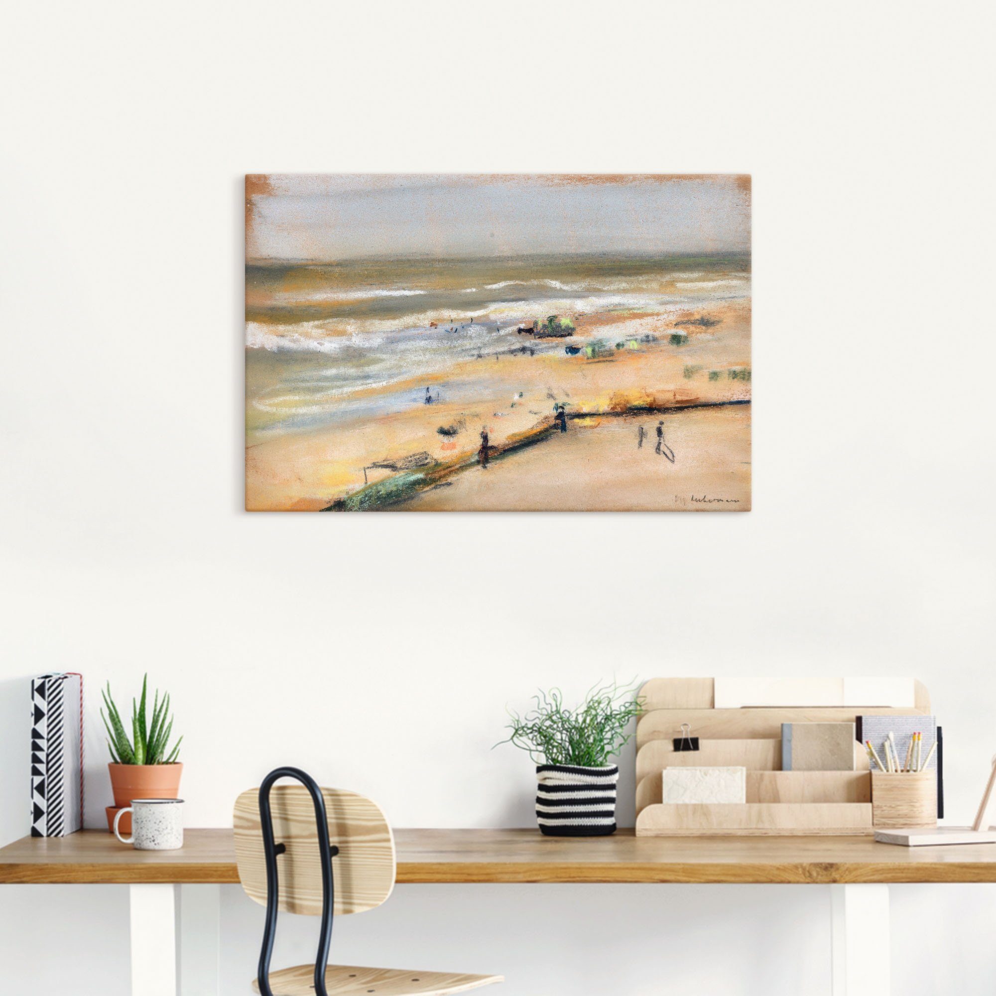Artland Leinwandbild Blick von der Düne aufs Meer, Nordwijk, Strandbilder (1 St), auf Holzrahmen gespannt