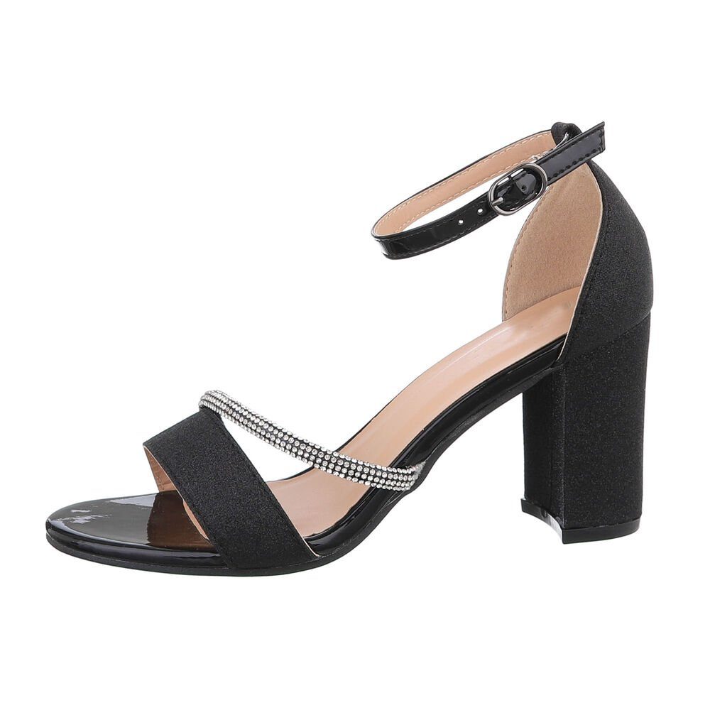 Ital-Design Damen Abendschuhe Party & Clubwear Plateausandaletten Blockabsatz Sandalen & Sandaletten in Schwarz