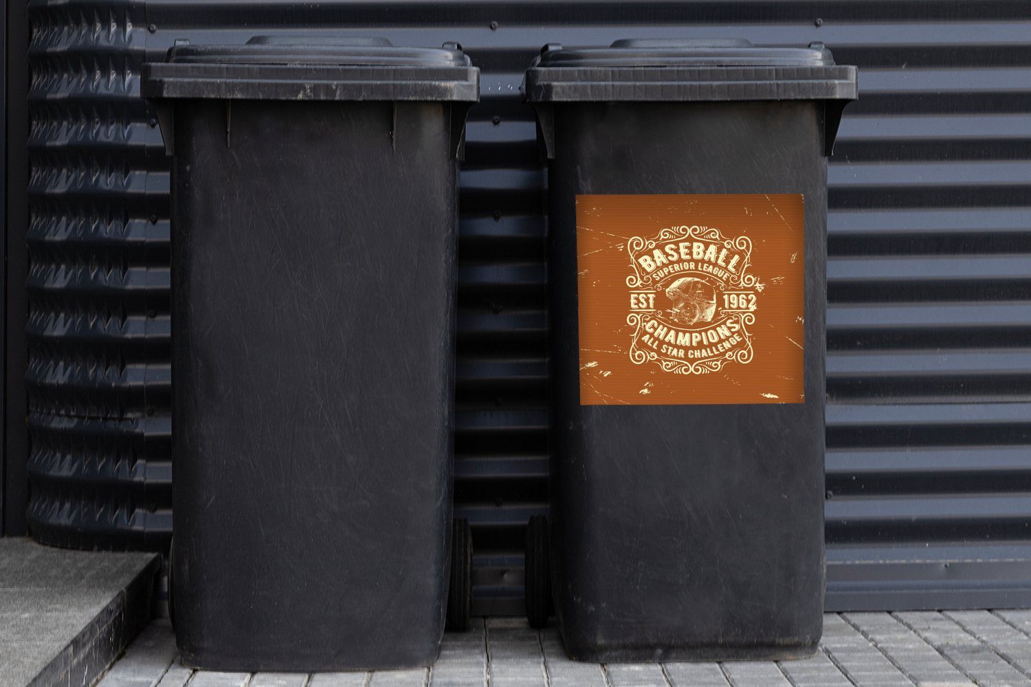 - Container, Jahrgang Abfalbehälter MuchoWow Mülltonne, (1 St), Wandsticker Braun Mülleimer-aufkleber, - Baseball Sticker,