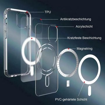 Numerva Smartphone-Hülle Silikon Case für Apple iPhone 14 Pro, Transparente Schutzhülle Bumper Case MagSafe kompatibel