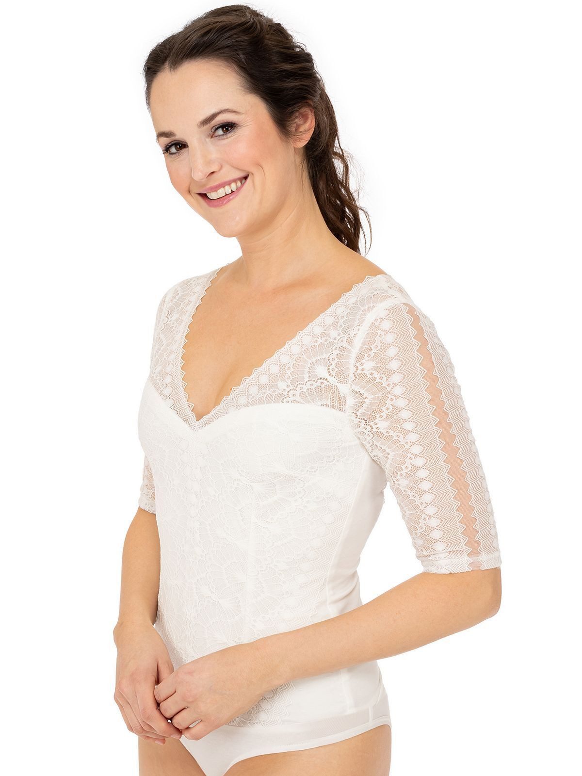 MarJo Dirndlbluse Dirndlbody 'Forsten' Halbarm, Offwhite günstig online kaufen