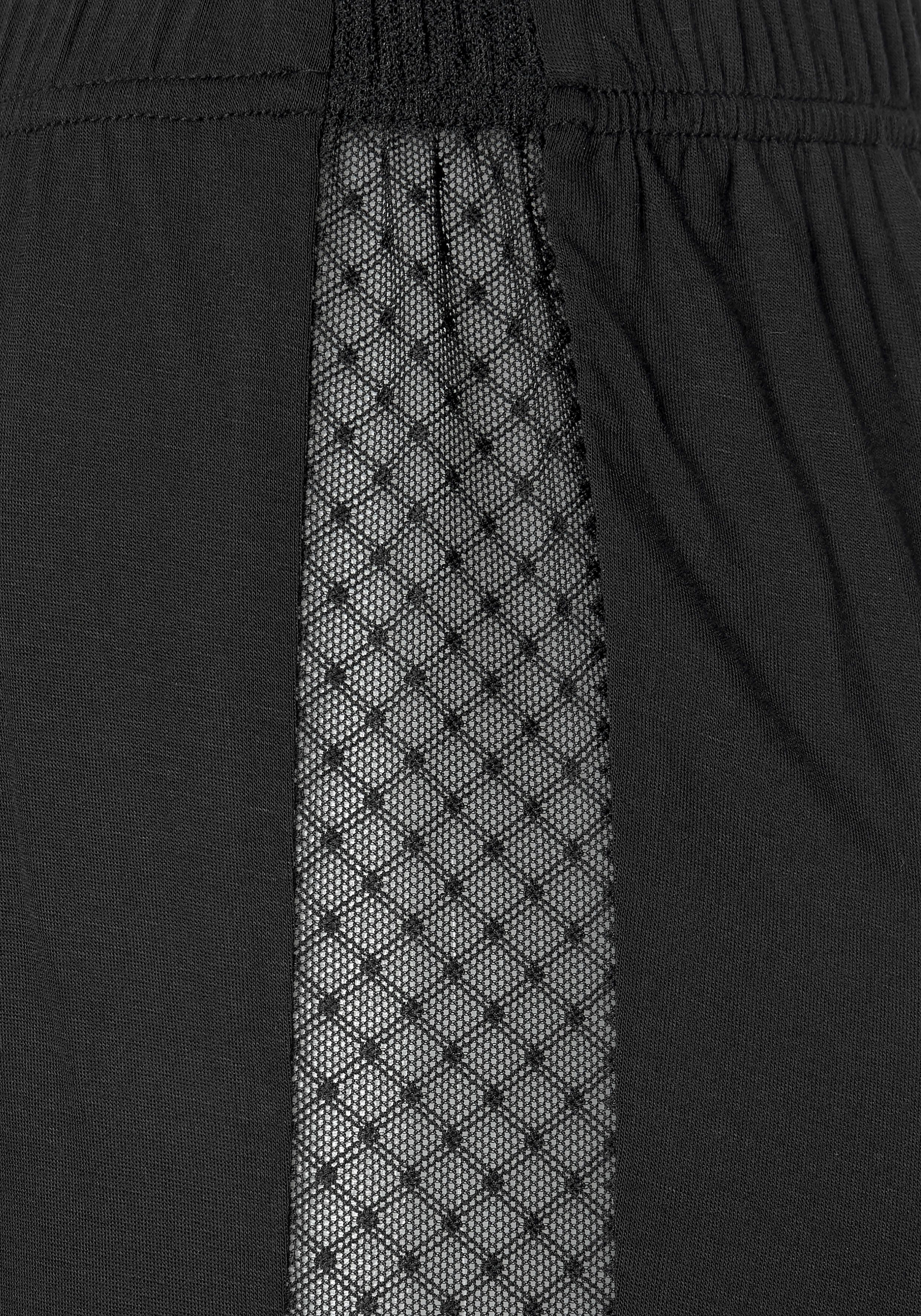 Seitenstreifen aus mit LASCANA Pyjamahose transparenter schwarz Spitze