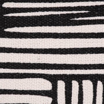 SCHÖNER LEBEN. Dekokissen Deko Kissen abstrakte Linien Kederumrandung schwarz natur senf 40x40cm