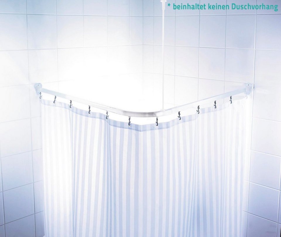 Vorhangschiene Comfort, Ridder, kürzbar, mit Bohren, Aluminium, Eckstange  für Duschvorhänge, Länge 90 cm