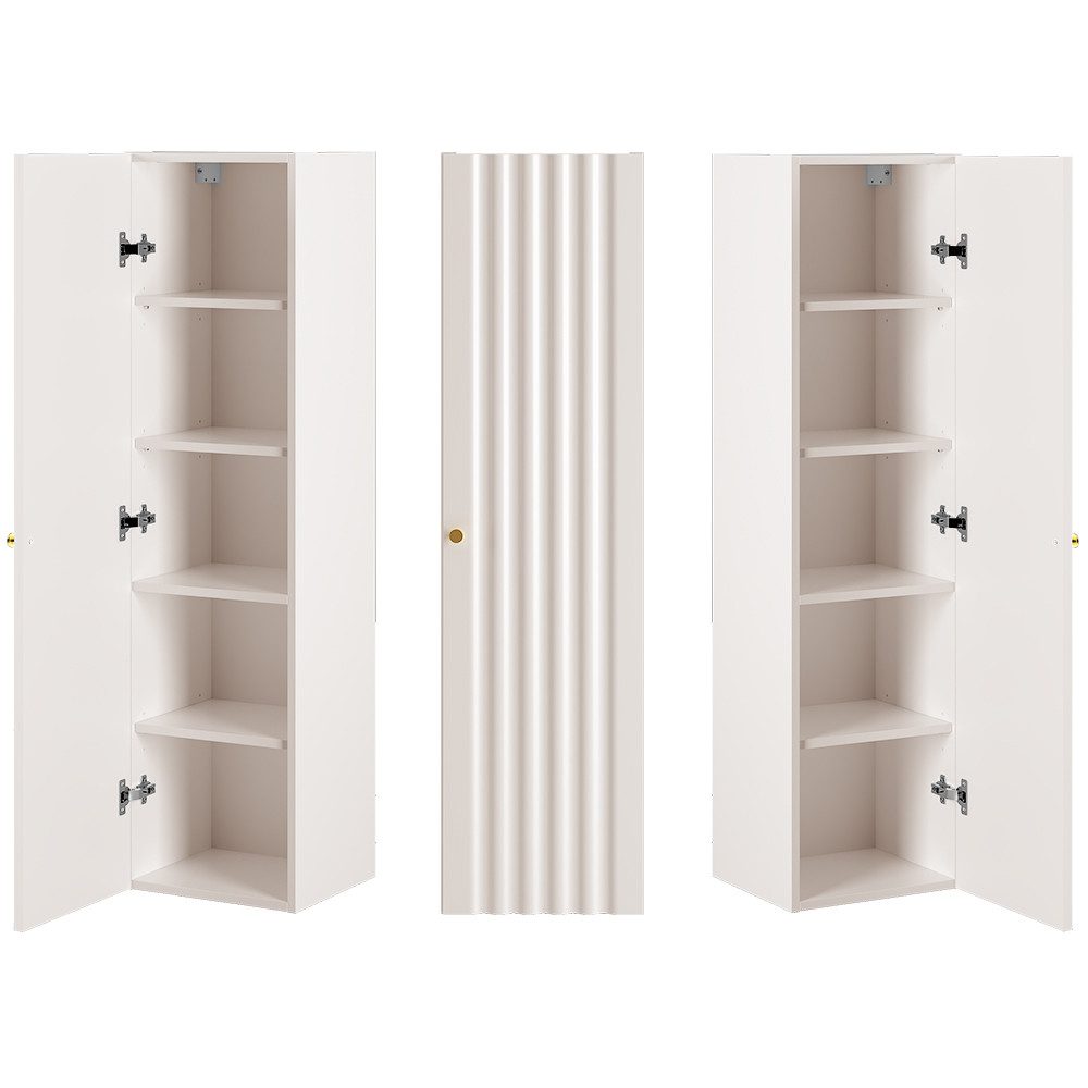 Lomadox Badkommode AQUINO-140, Badezimmerschrank Hochkommode Gäste WC 34,5 cm breit modern in weiß