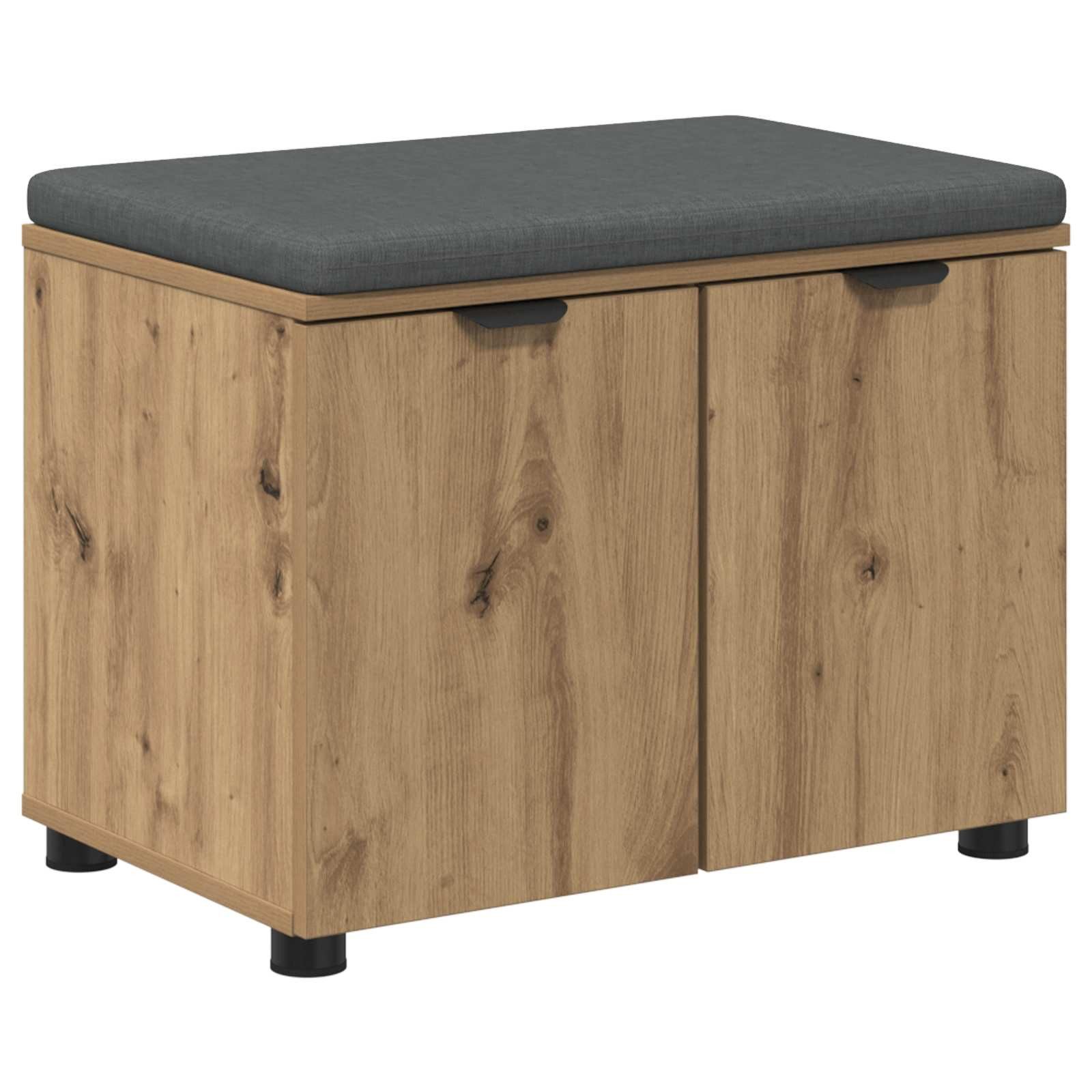 vidaXL Sitzbank Flurbank mit Kissen mit Regal Artisan-Eiche 60 x 38 x 46 cm (1-St)