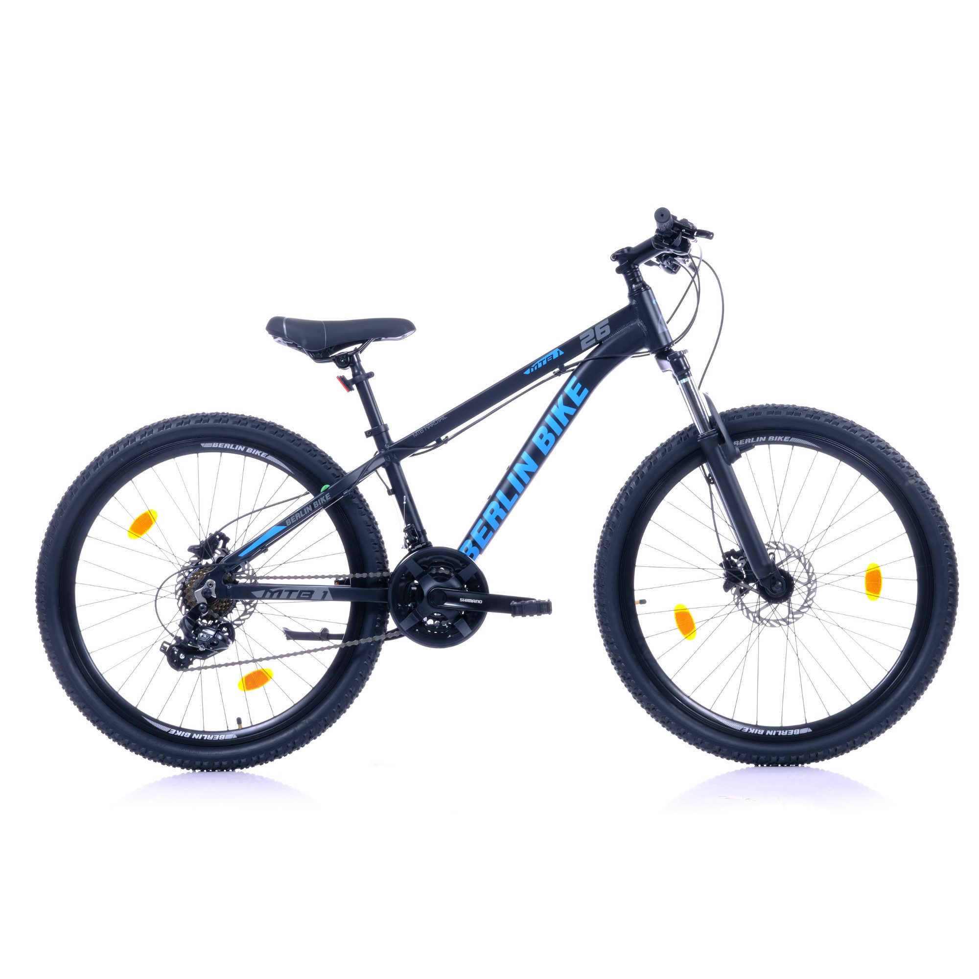 BERLIN BIKE Mountainbike 26, 27.5, 29 Zoll Alu MTB - hydraulische Scheibenbremsen - Shimano Set, 21 Gang Shimano FD-TZ500/RD-TY300D Schaltwerk, (Shimano Kurbel, Dacron Hydraulische Scheibenbremsen, Aluminiumrahmen), 26/27.5/29 Zoll & 33–51 cm Rahmenhöhe – passend für jede Körpergröße