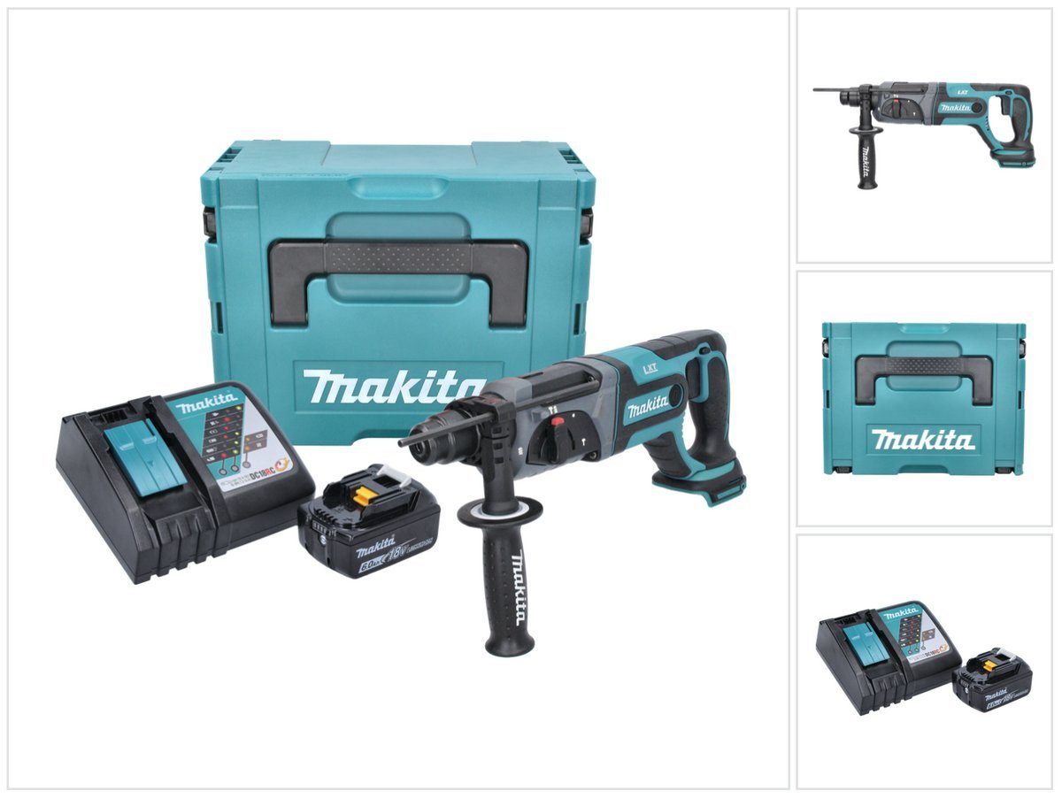Makita Schlagbohrmaschine DHR 241 RG1J Akku Bohrhammer 18 V 2,0 J SDS plus + 1x Akku 6,0 Ah + L