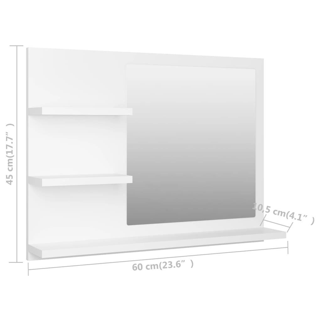 Badspiegel Holzwerkstoff Weiß cm Badezimmerspiegelschrank vidaXL 60x10,5x45 (1-St)
