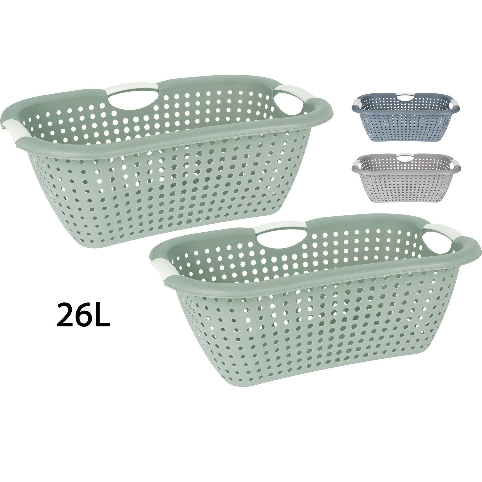 Koopman Wäschekorb Wäschewanne Kunststoff 3 Farben 2 er Set (2 St), 2er Set, Luftdurchlässig, Kunststoff