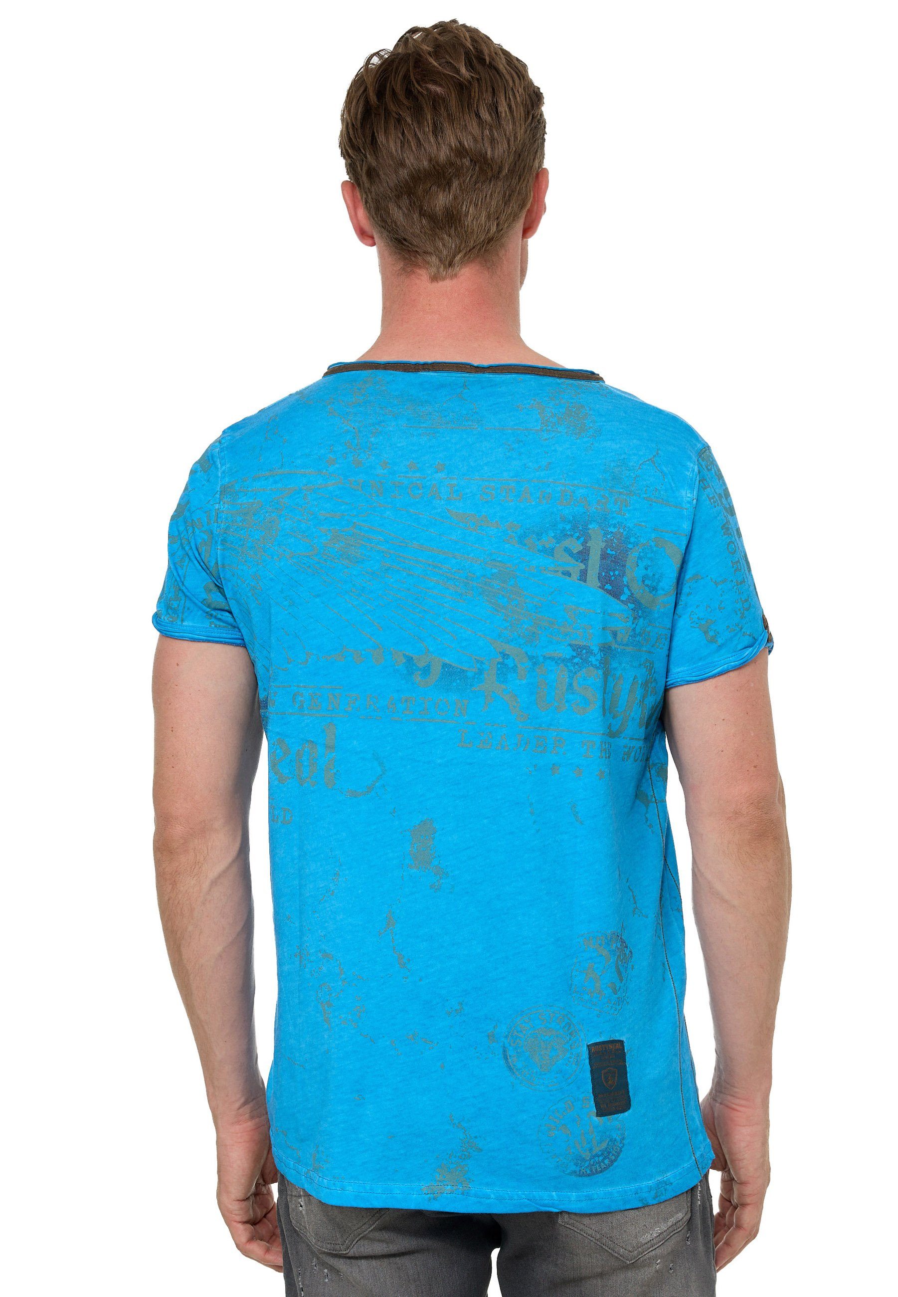 Rusty mit Neal Allover-Druck blau T-Shirt