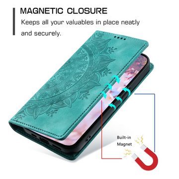 CoverKingz Handyhülle Hülle für Samsung Galaxy S23 FE Handyhülle Flip Case Cover Tasche 16,3 cm (6,4 Zoll), Klapphülle Schutzhülle mit Kartenfach Schutztasche Motiv Mandala