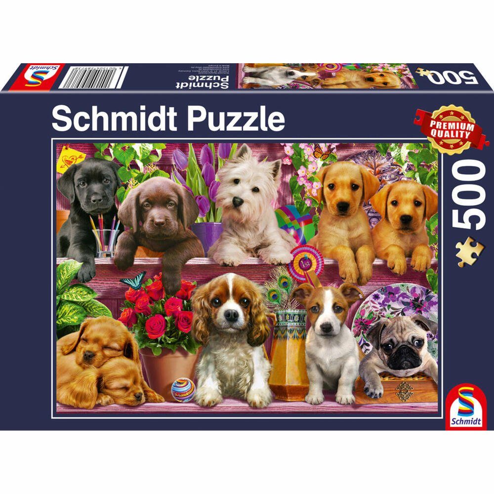 Schmidt Spiele Puzzle Hunde im Regal 500 Teile, 500 Puzzleteile