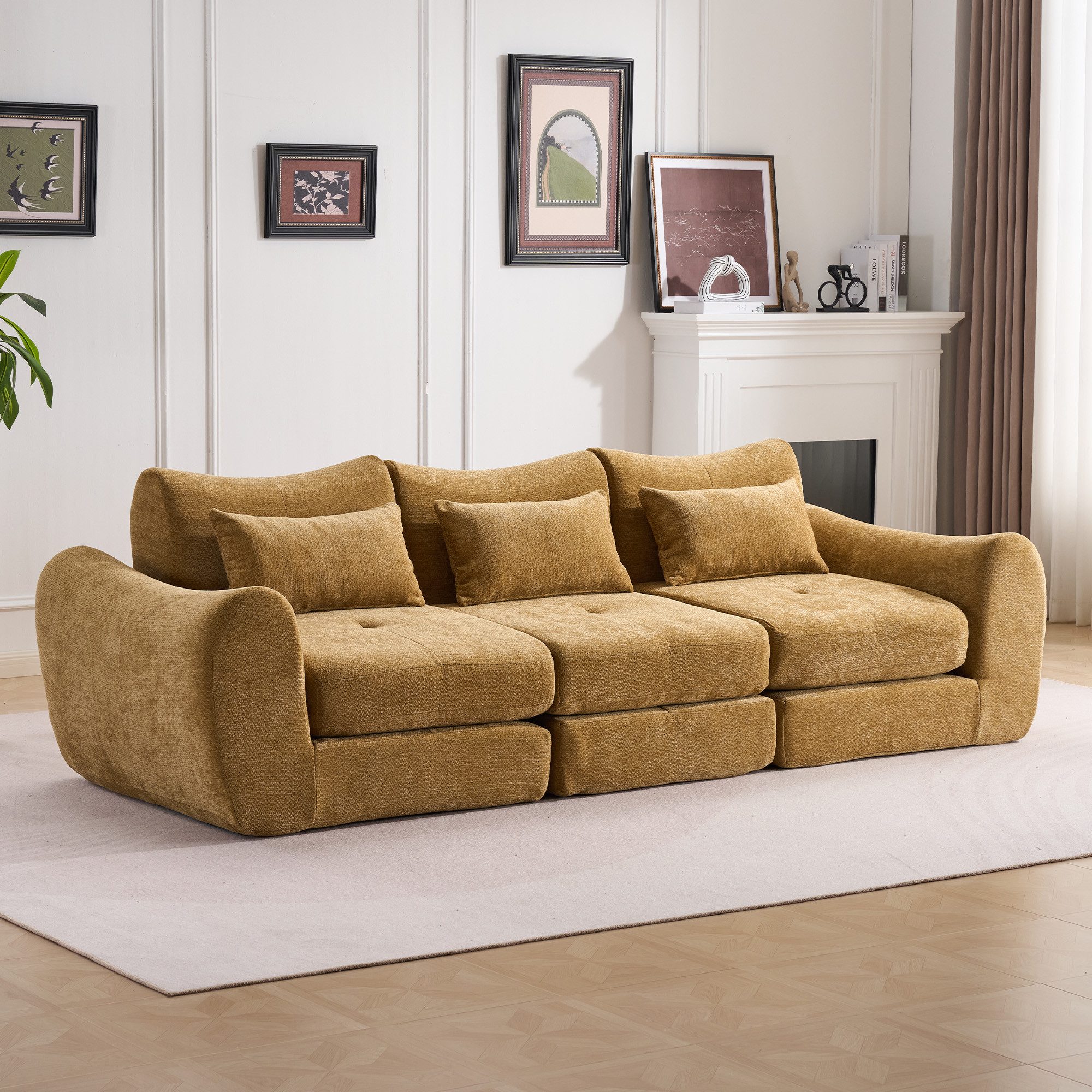 Leawin Sofa Sofas Wohnzimmer, modulares Sofa mit Schlaffunktion L-Form, Werkzeuglos montierbar, wandelbar & ideal für kleine Räume