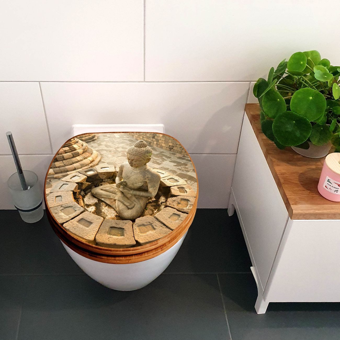 banjado WC-Sitz Bambus Motiv Sitzender Buddha günstig online kaufen