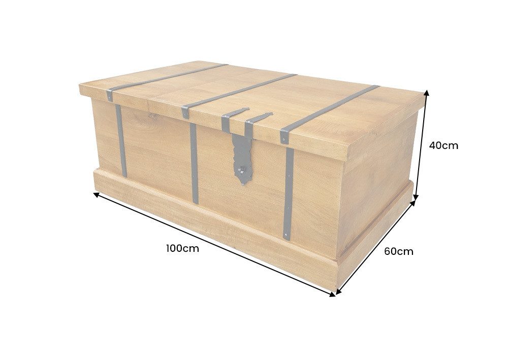 riess-ambiente Couchtisch BODEGA 100cm braun - Mango-Massivholz, eckig, mit Stauraum, Hausbar (Einzelartikel, 1-St), Rustikale Truhen-Beistelltisch - ideal für Wohn- und Schlafzimmer
