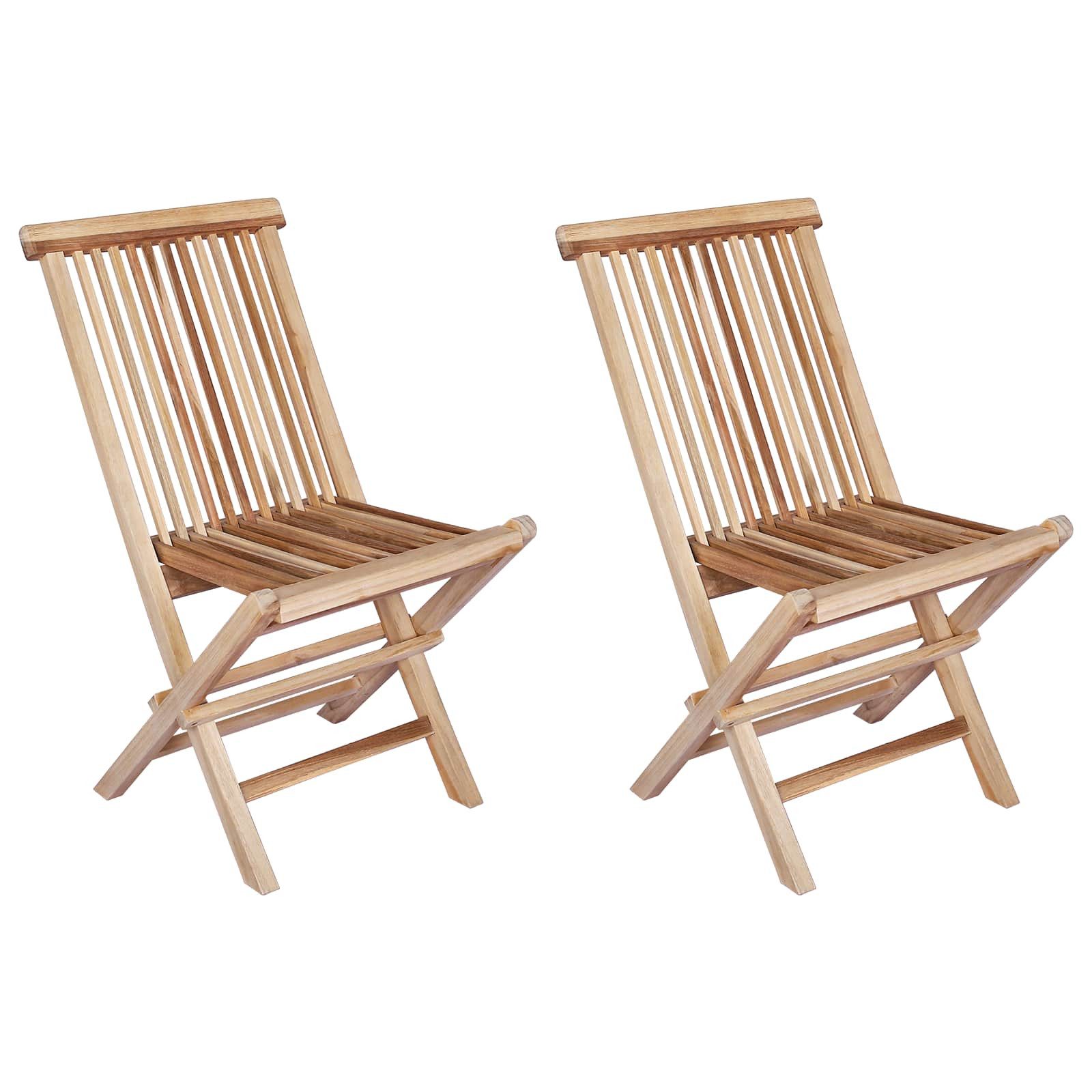 vidaXL Gartenstuhl Klappbarer Gartenstuhl 2 pcs Natur Massivholz (2 St)