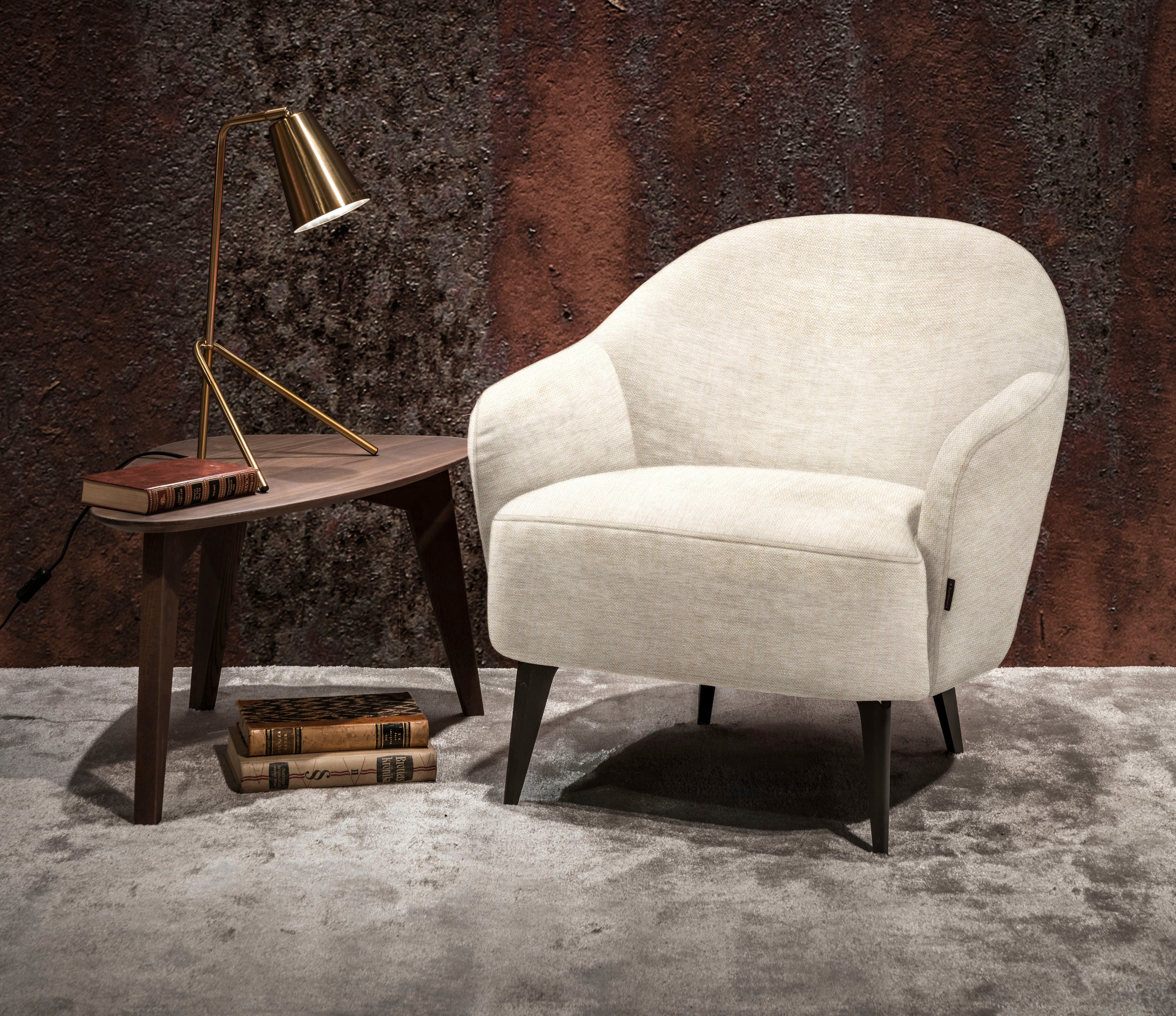 furninova Sessel Paloma, mit Chromfuß, im skandinavischen Design beigemeliert