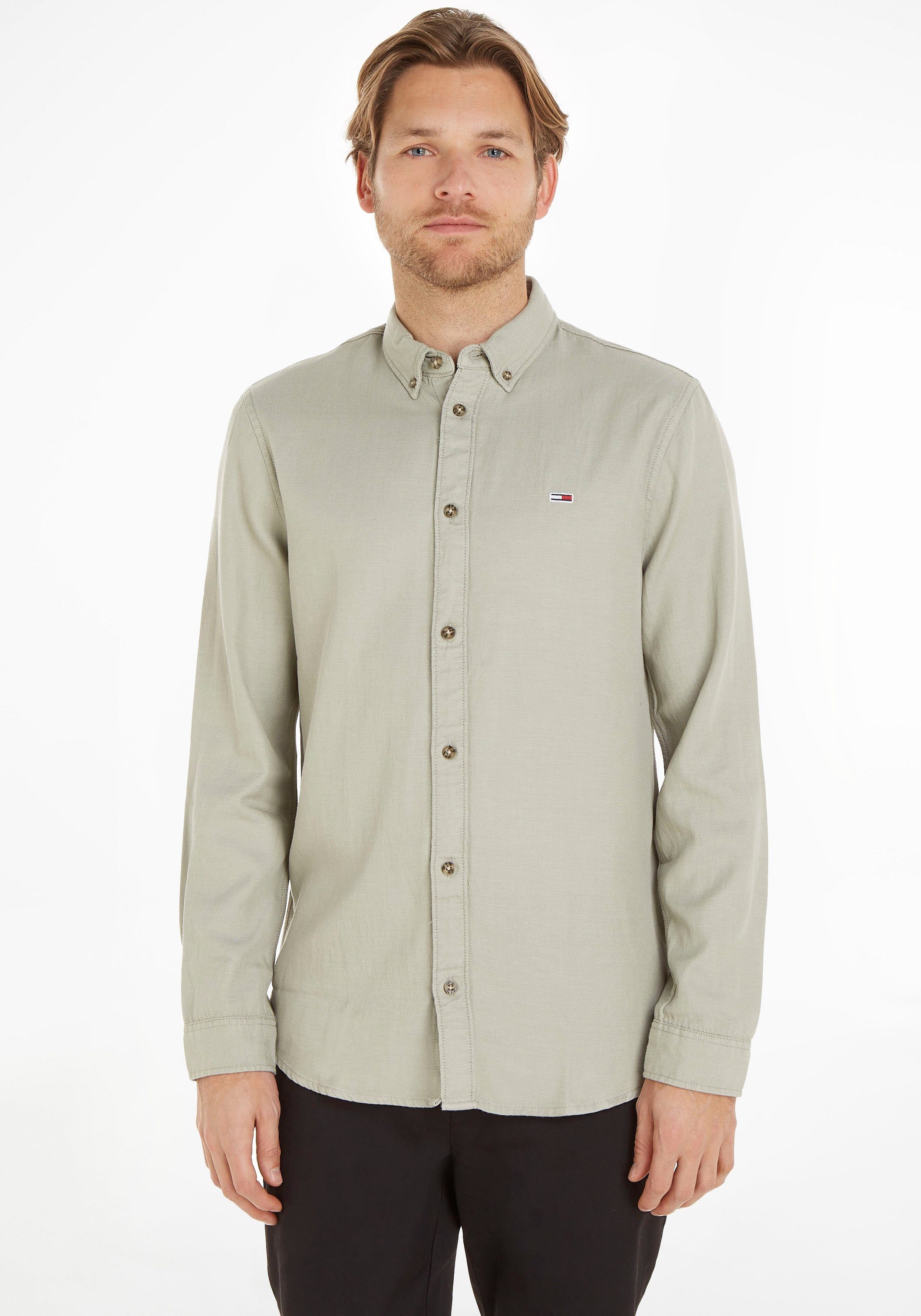 Tommy Jeans Langarmhemd TJM ESSENTIAL REG SHIRT mit durchgehender Knopfleiste grey