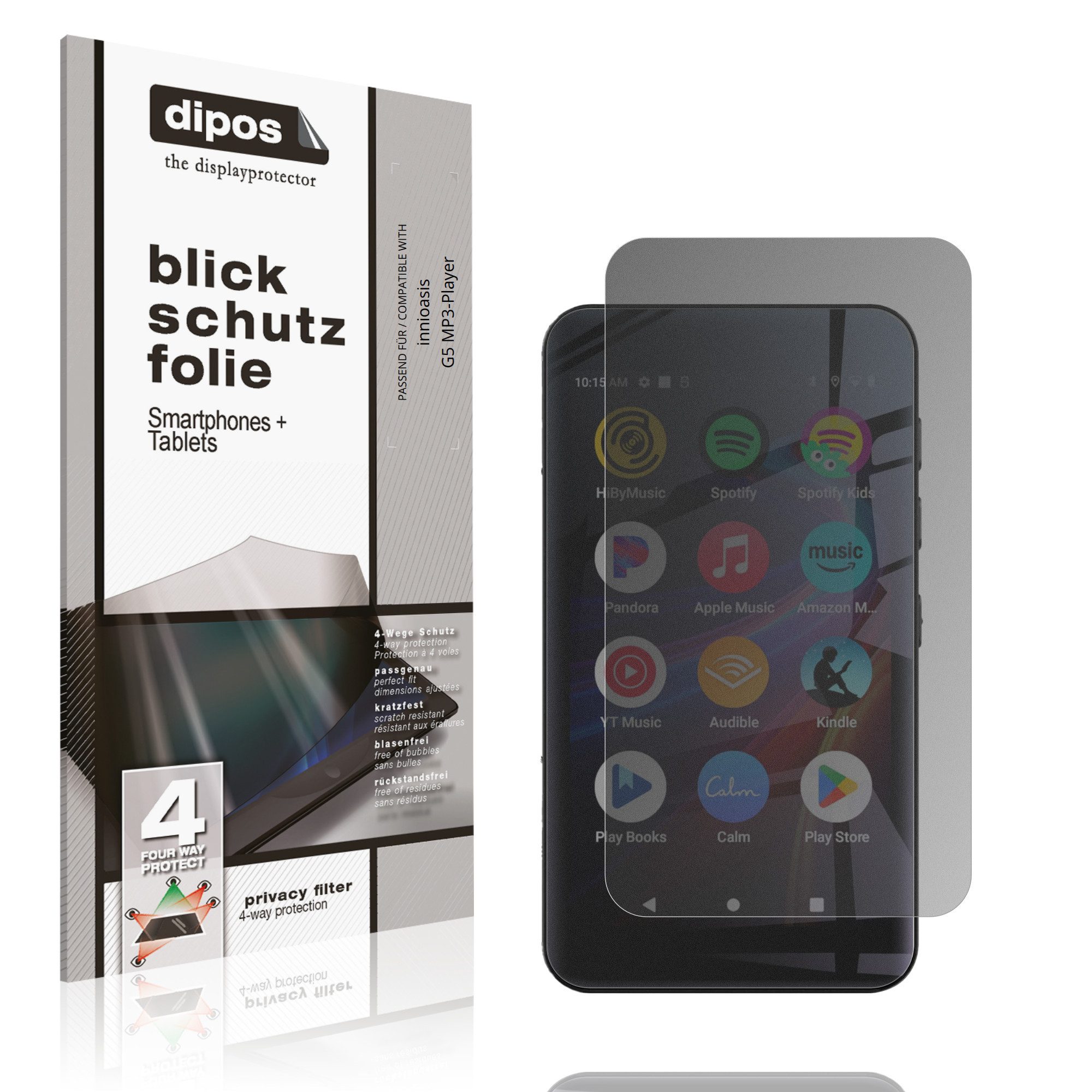 dipos Displayschutzfolie Schutzfolie für innioasis G5 MP3-Player, 1 Stück, Displayschutz Schutz Folie Made in Germany