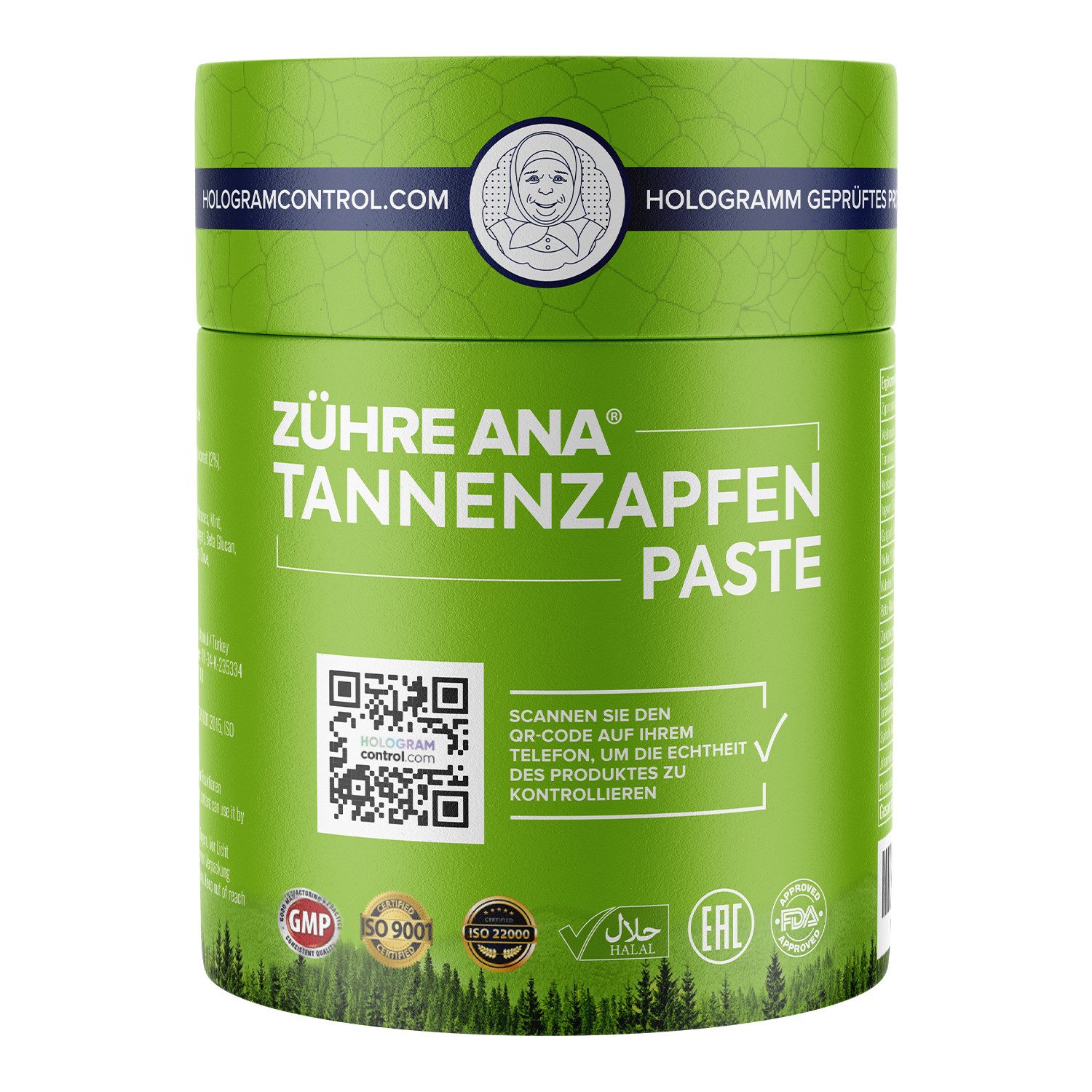 Zühre Ana® Tannenzapfenpaste– Pflanzliche Unterstützung, inspiriert von der Natur Paste, 240 g, Johannisbrot-Sirup, Andız-Sirup, Vitamin C, D3