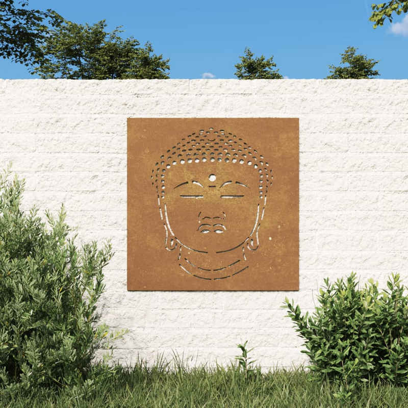 vidaXL Wandbild Garten-Wanddeko 55x55 cm Cortenstahl Buddha-Kopf