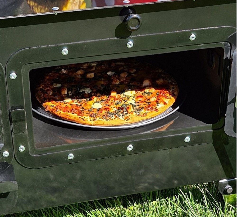 ECOfoxx Grillkamin Gartenofen Gartenkamin Rosalie, Kochen, Backen und Heizen gleichzeitig!