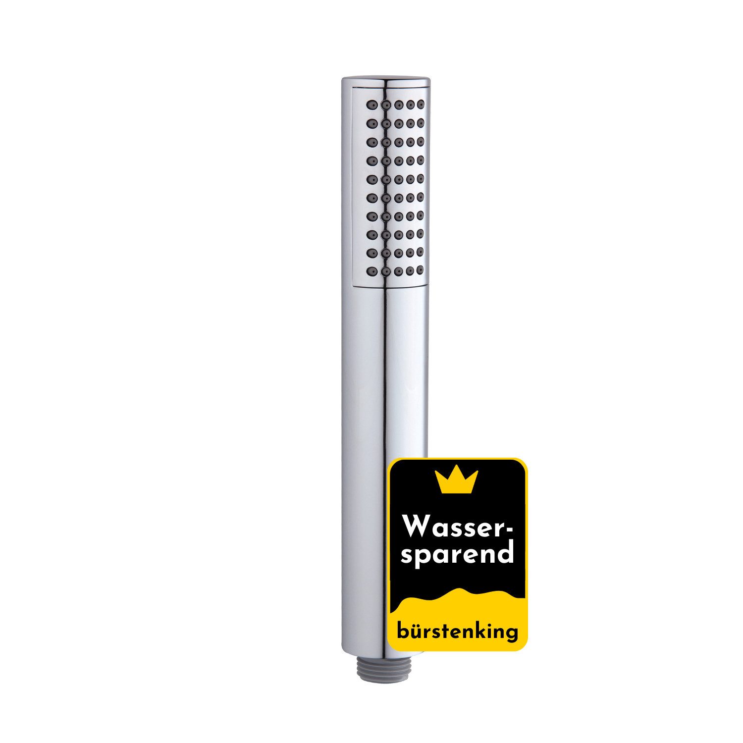 Bürstenking Handbrause Stabbrause Chrom – wassersparend, Silikondüsen G 1/2“ Anschlussgewinde, Wassersparend