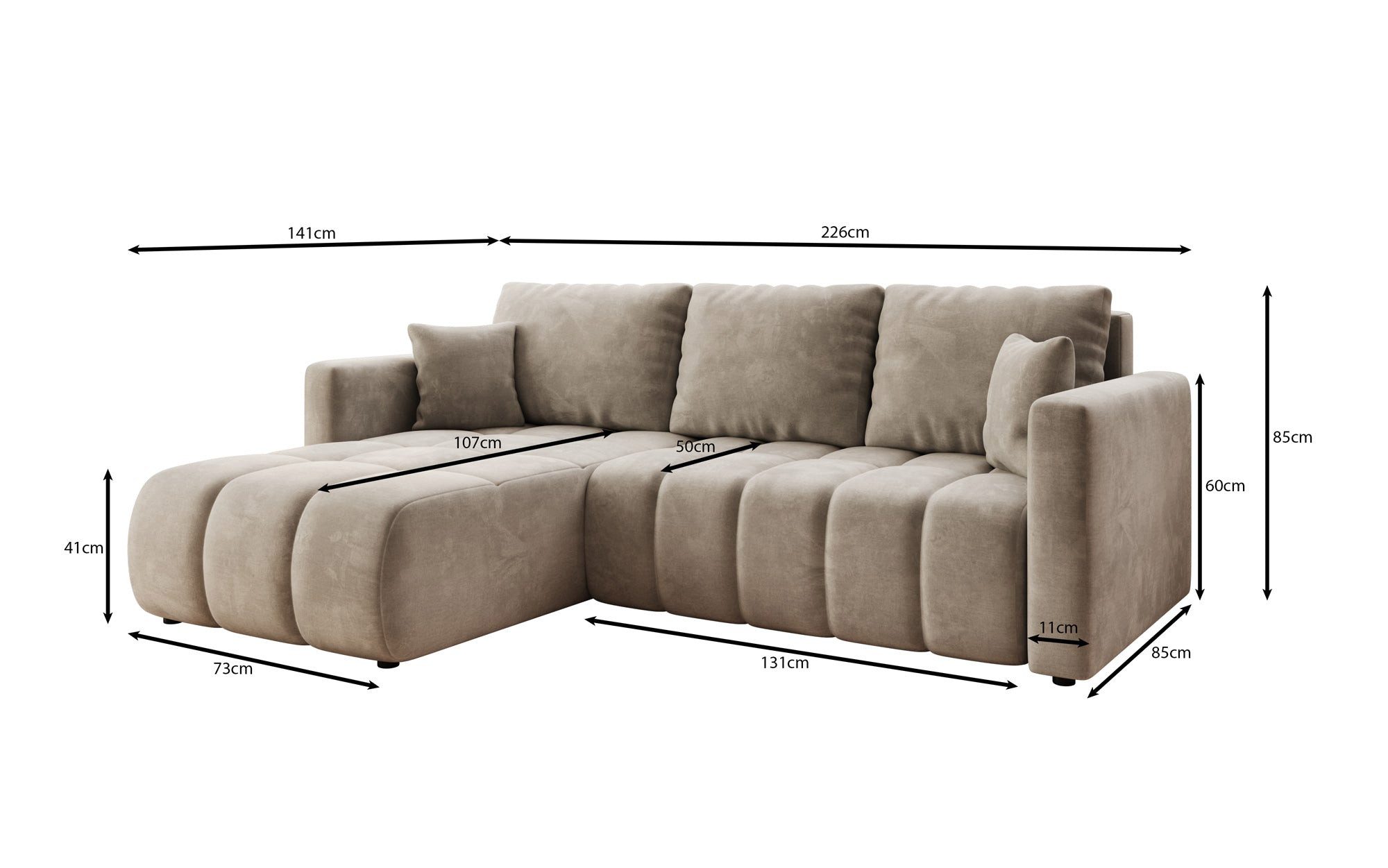 Luxusbetten24 Schlafsofa Designer Sofa Beatrice L in Samt, mit Schlaffunktion und Stauraum – Bild 5 von 5
