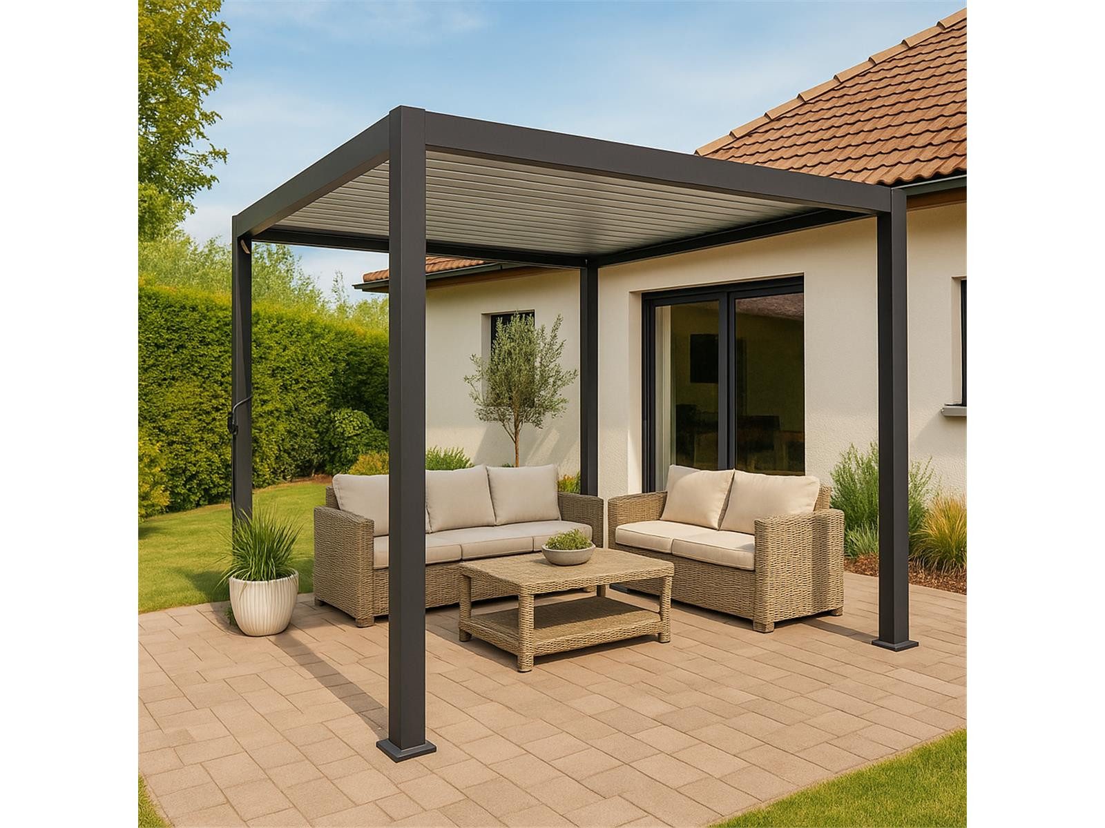 Green Spirit Pergola »Mirador 3x3 Classic« Lamellendach Pergola Pavillon Überdachung, BxTxH: 300x300x250 cm, (1-tlg), anthrazit, Aluminium, wetterfest - Garten, Terrasse & Outdoor