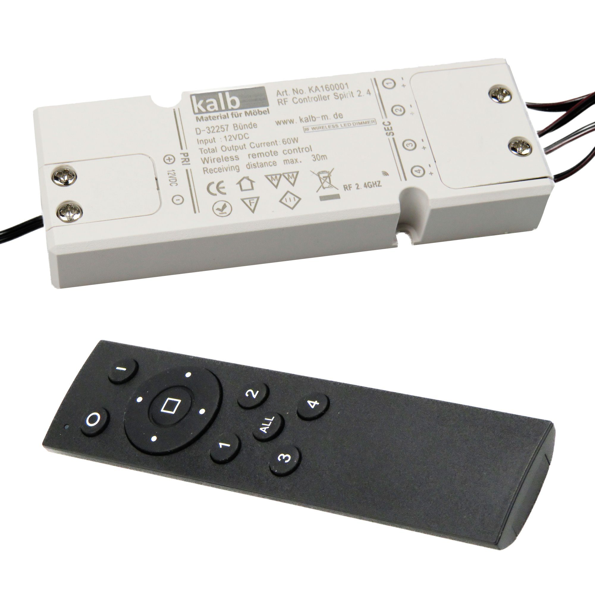 dimmbar 4-Kanal-Funkfernbedienung kalb 60W Wandtaster max. 12V LED für Beleuchtung