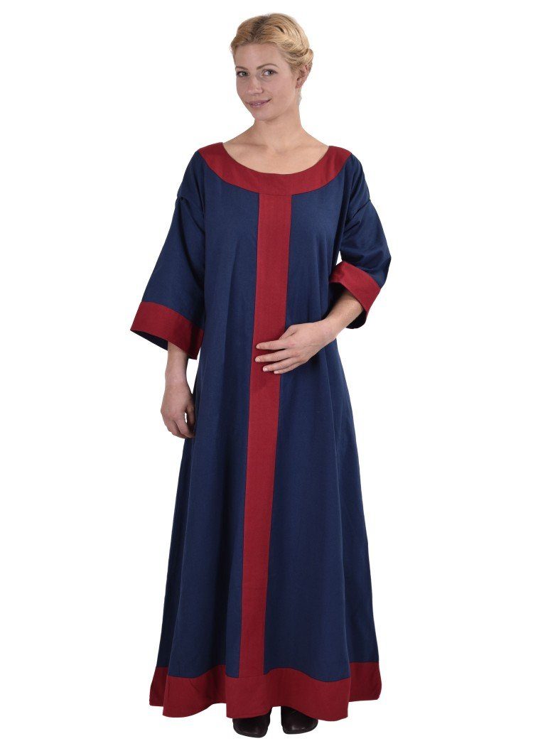 Battle Merchant Ritter-Kostüm Germanisches Kleid Gudrun Blau/Rot Größe XL